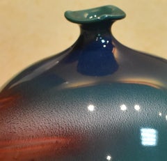 Vaso giapponese contemporaneo in porcellana Greene & Greene & Greene & Greene & Greene di un maestro artista, 2