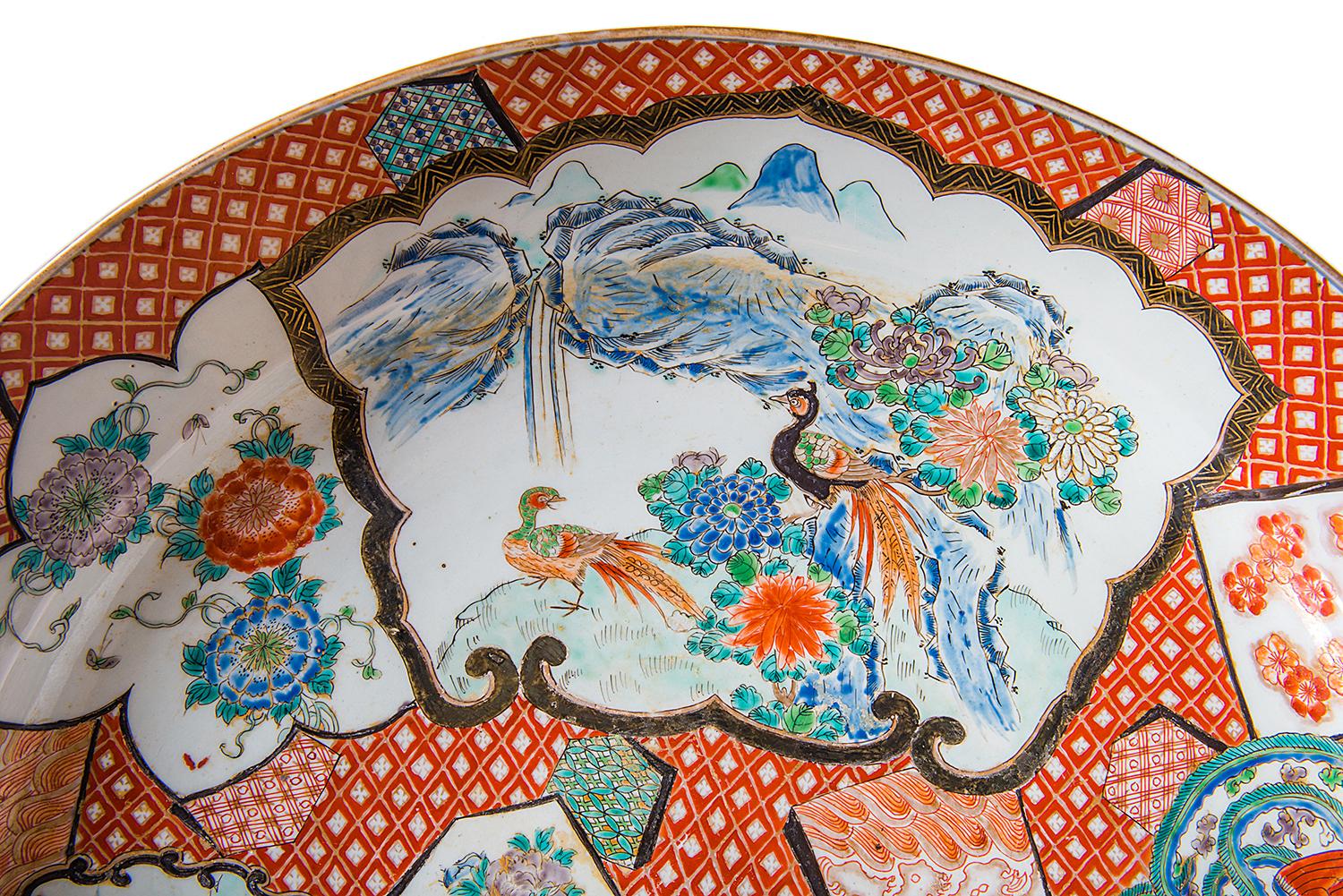 Porcelain Large Japanese Imari Charger, 19th Century For Sale