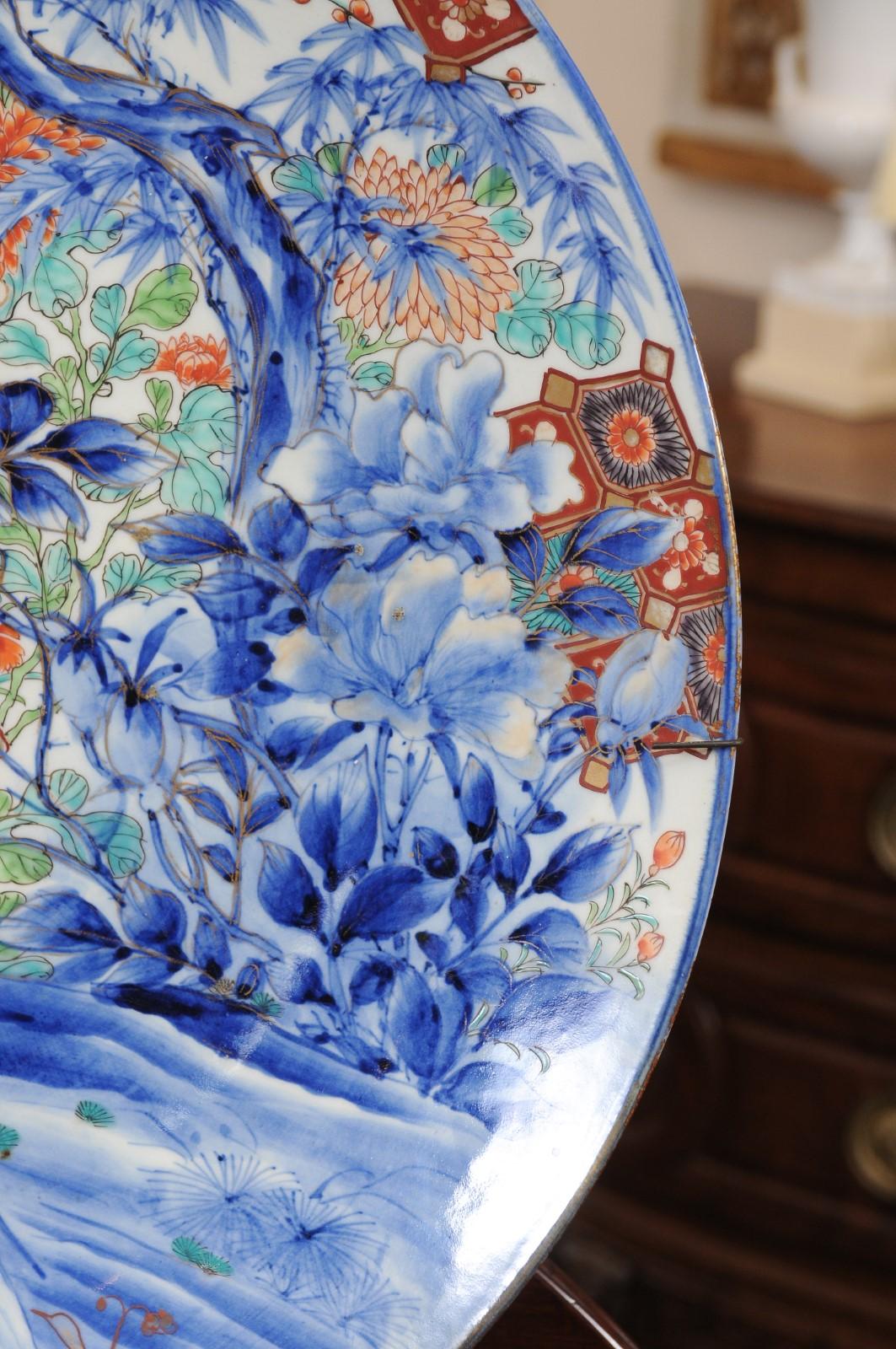 Large Japanese Imari Charger with Bird Design, ca. 1850 For Sale 6