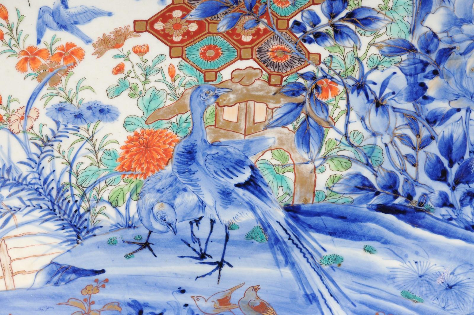 Large Japanese Imari Charger with Bird Design, ca. 1850 For Sale 2