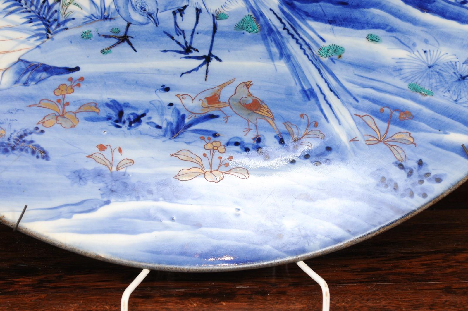 Large Japanese Imari Charger with Bird Design, ca. 1850 For Sale 3
