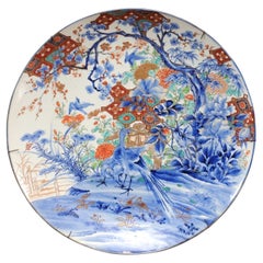 Antique Large Japanese Imari Charger with Bird Design, ca. 1850
