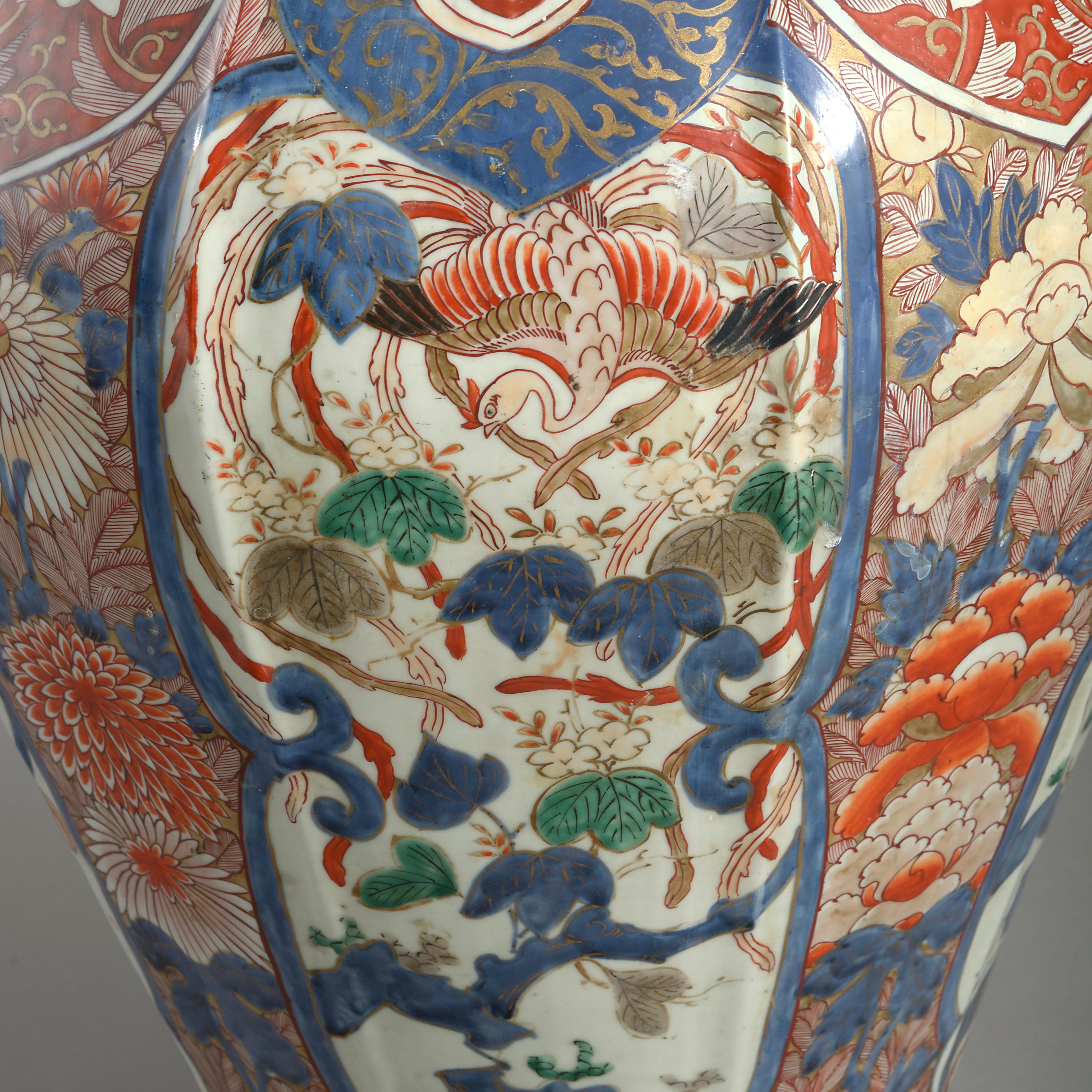 18th Century and Earlier Large Japanese Imari Faceted Vase