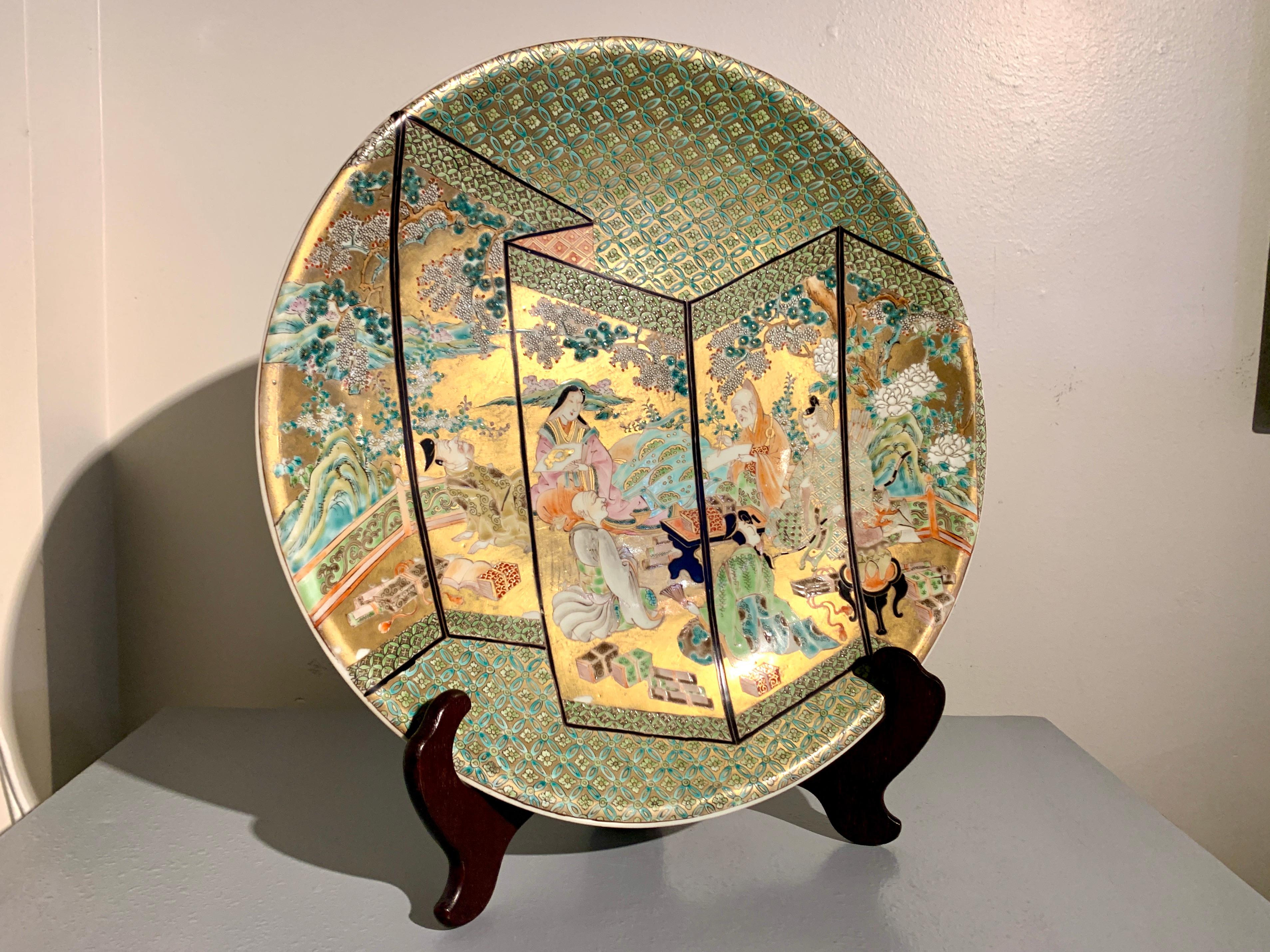 Großes japanisches vergoldetes Imari-Wandgeschirr, Die sechs unsterblichen Dichter, Meiji-Zeit, Japan (Porzellan) im Angebot