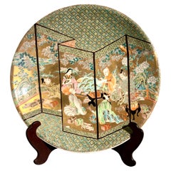 Großes japanisches vergoldetes Imari-Wandgeschirr, Die sechs unsterblichen Dichter, Meiji-Zeit, Japan