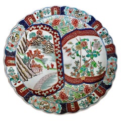 Large Japanese Imari Scallop Edge Porcelain Charger