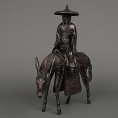 Large Japanese incense burner of poet Toba on mule