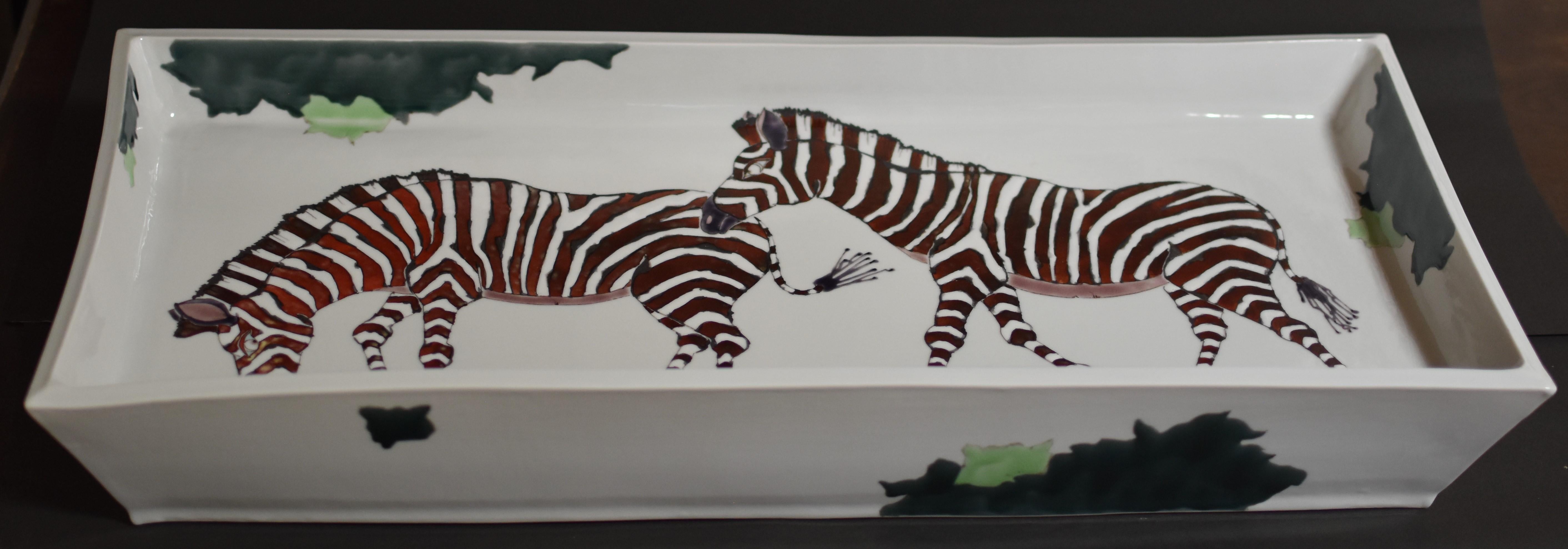 Japanese Contemporary Brown White Porcelain Charger by Master Artist In New Condition For Sale In Takarazuka, JP