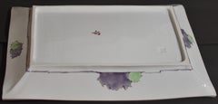 Japanese Contemporary Yellow Purple Porcelain Charger by Master Artist, 4