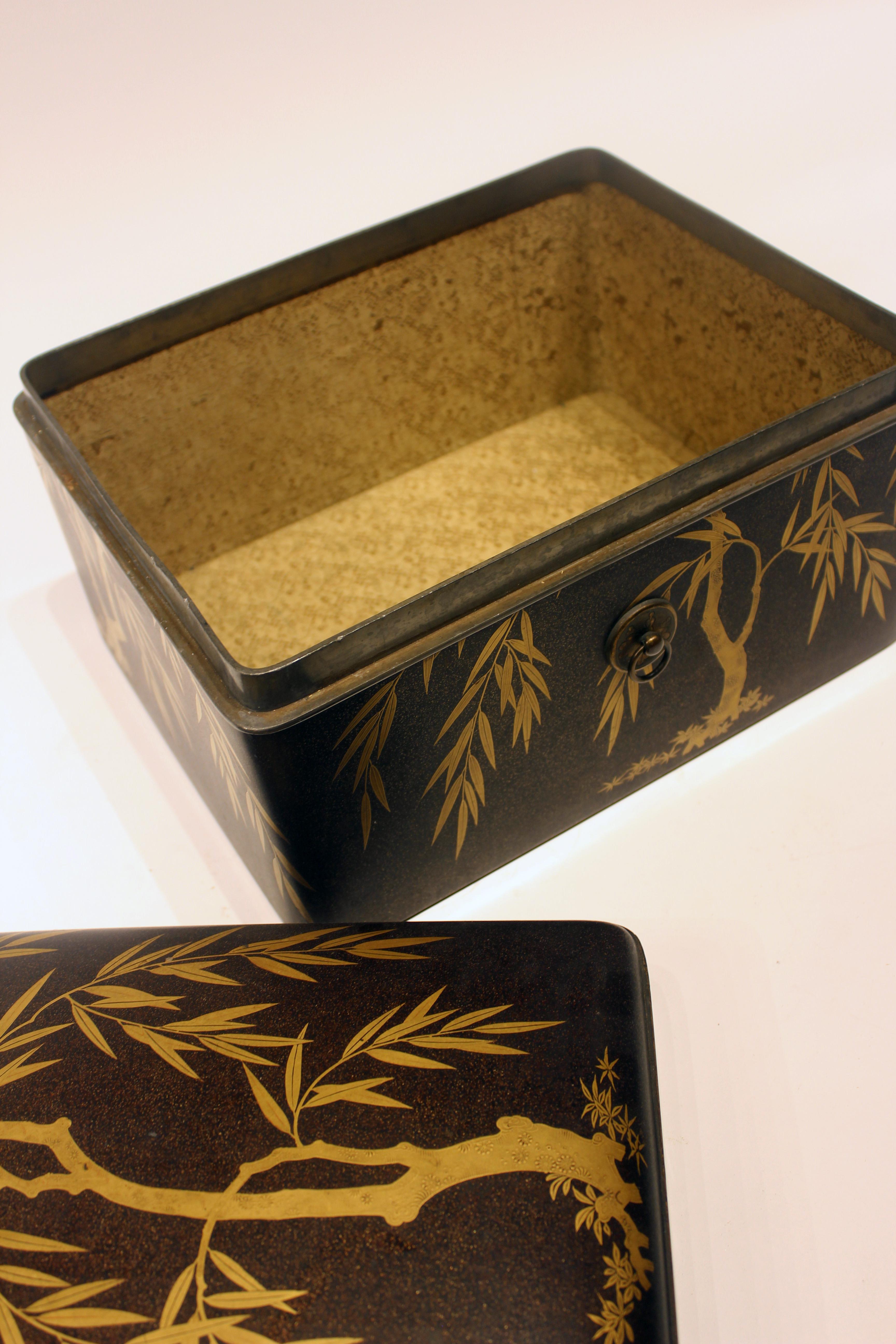 Metal Large Japanese Lacquer Document Box For Sale