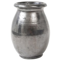 Large Japanese Manganese Black Enamel Glaze Vase, France, 1950, signed: ‘Aegitna