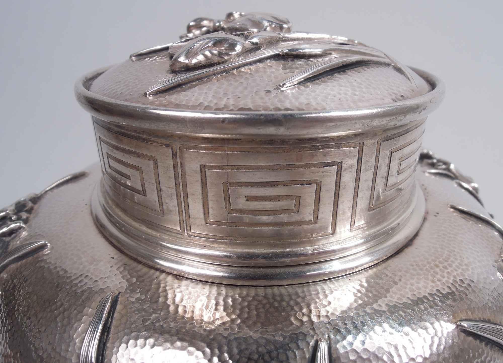 Large Japanese Meiji Art Nouveau Silver Tea Caddy 3