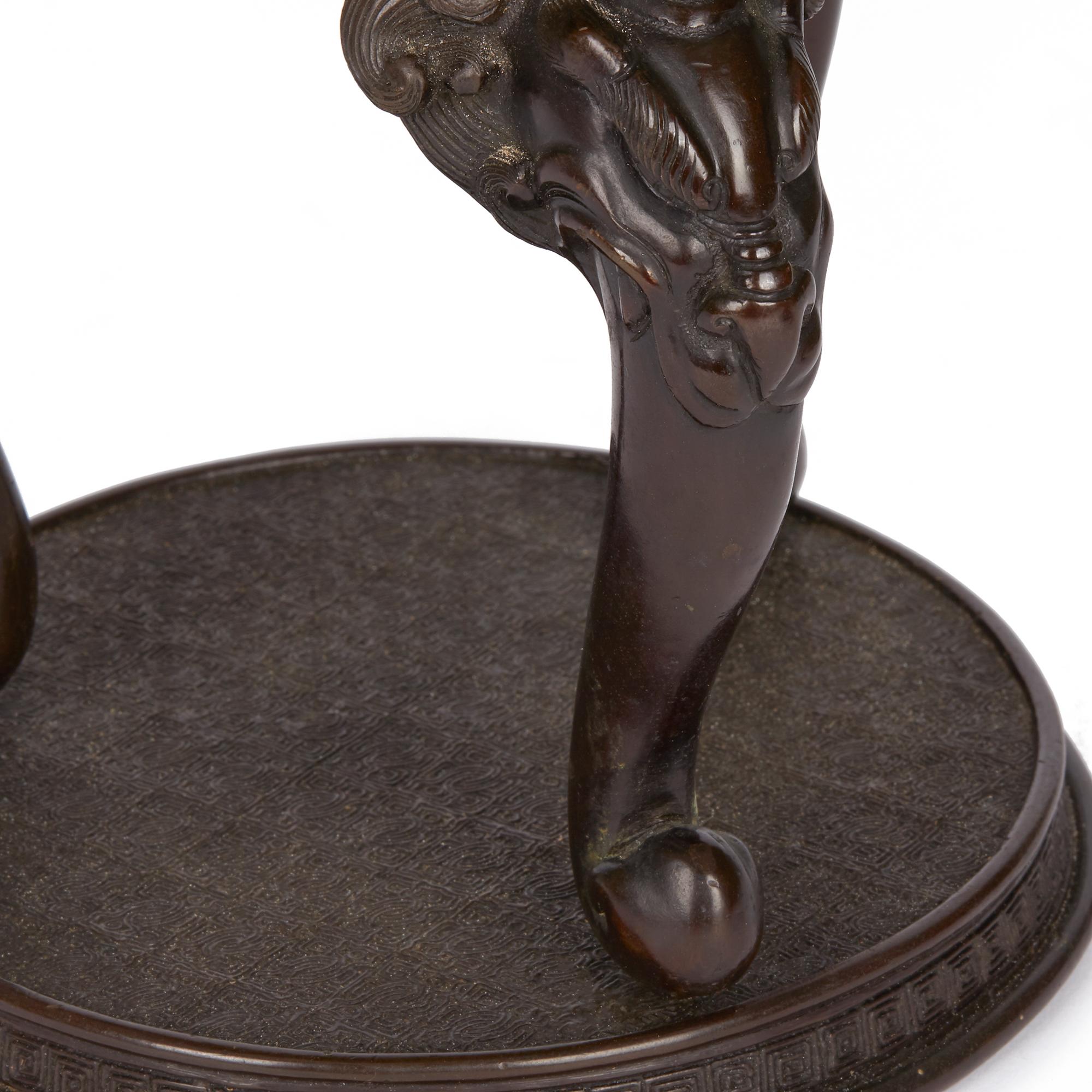 Large Japanese Meiji Bronze Lidded Urn, 19th Century For Sale 3
