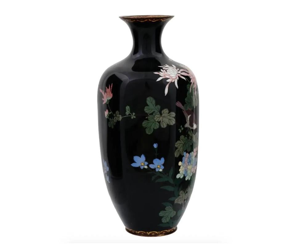 Cloissoné Large Japanese Meiji Cloisonne Enamel Brass Vase