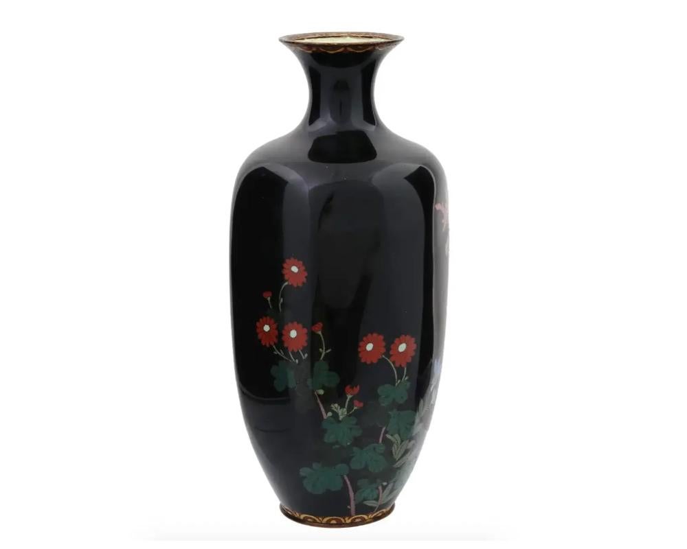 Large Japanese Meiji Cloisonne Enamel Brass Vase In Good Condition In New York, NY