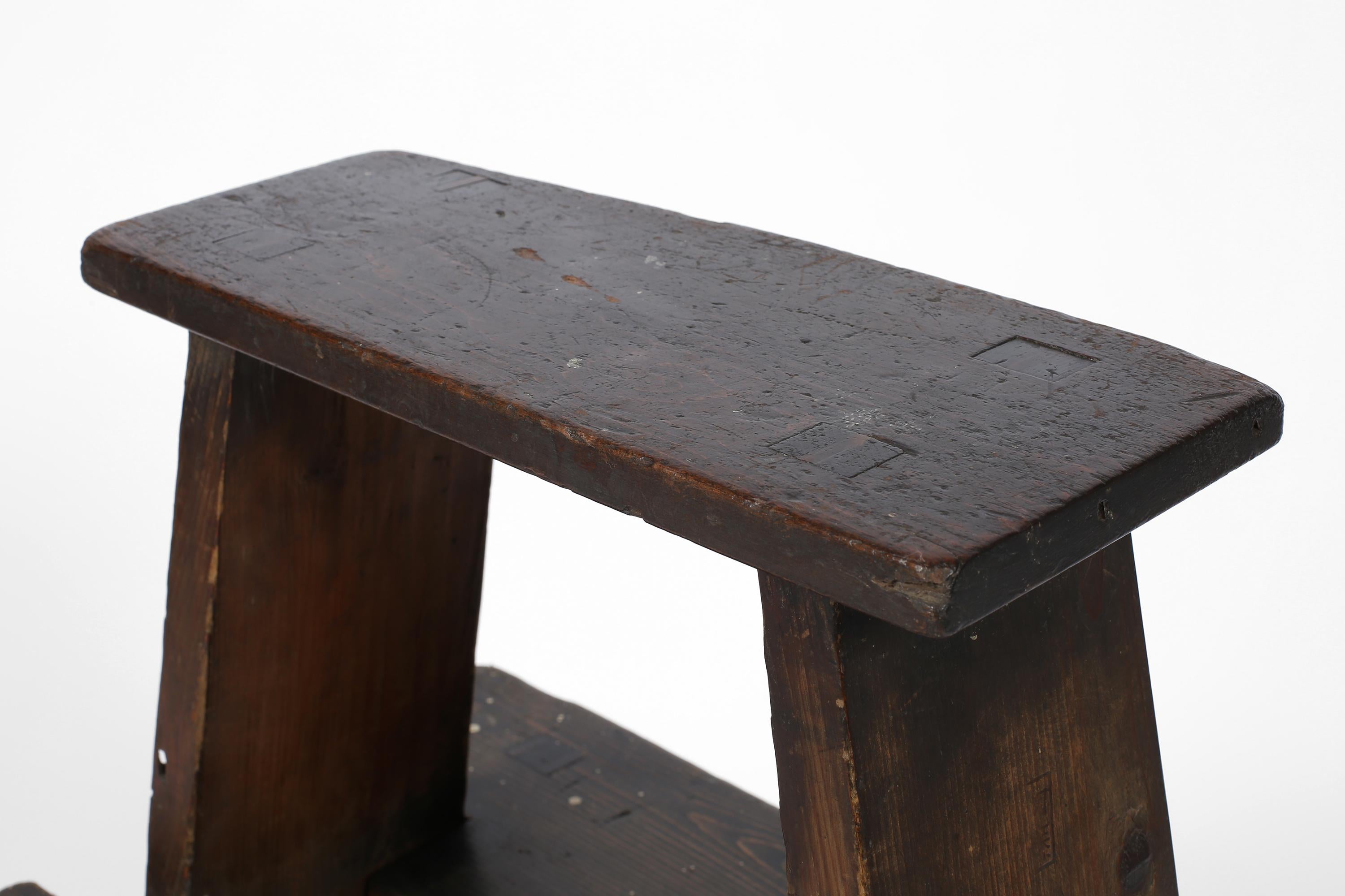 Cedar Large Japanese Meiji Era Street Vendor Stool #1 For Sale