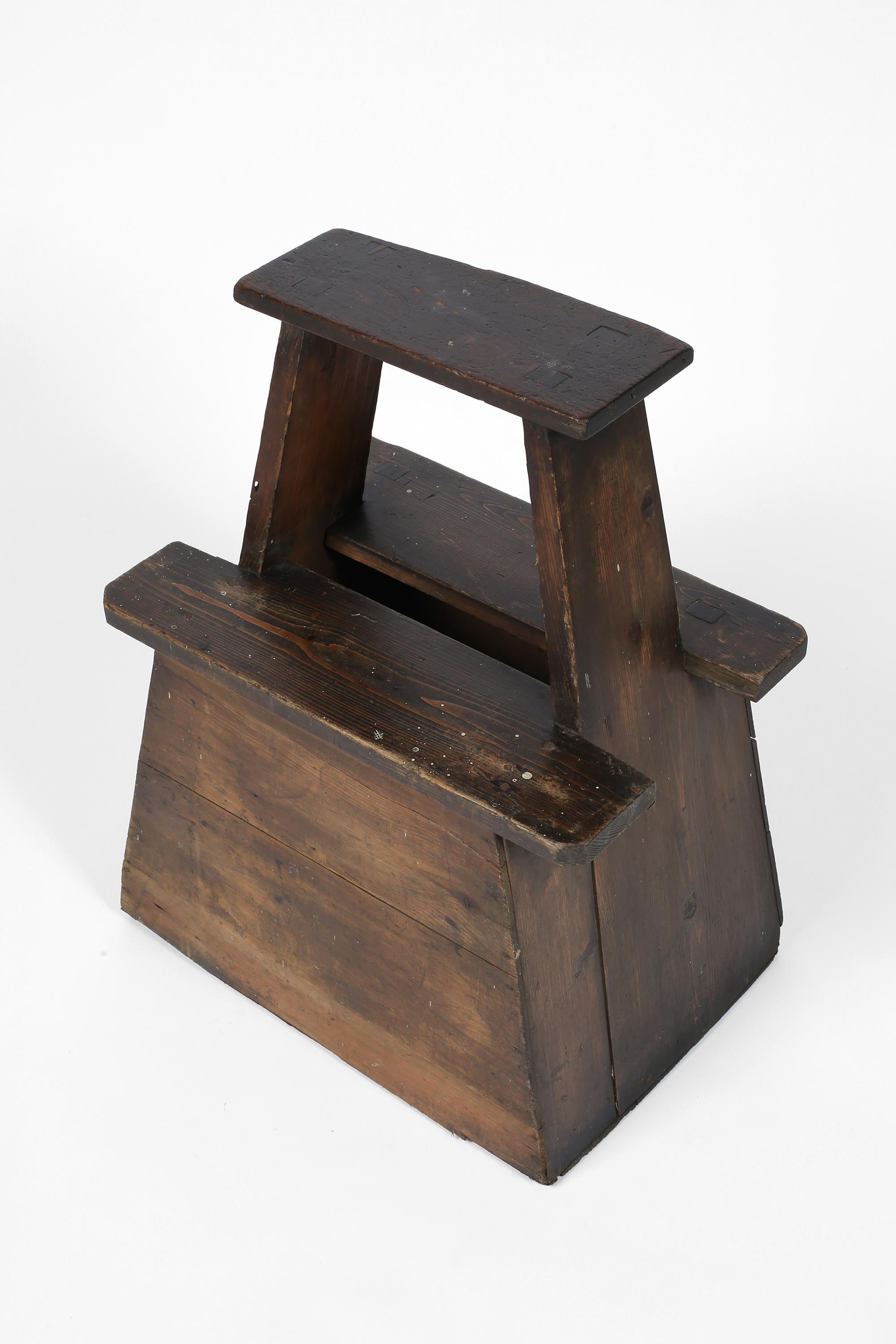 Large Japanese Meiji Era Street Vendor Stool #1 For Sale 1