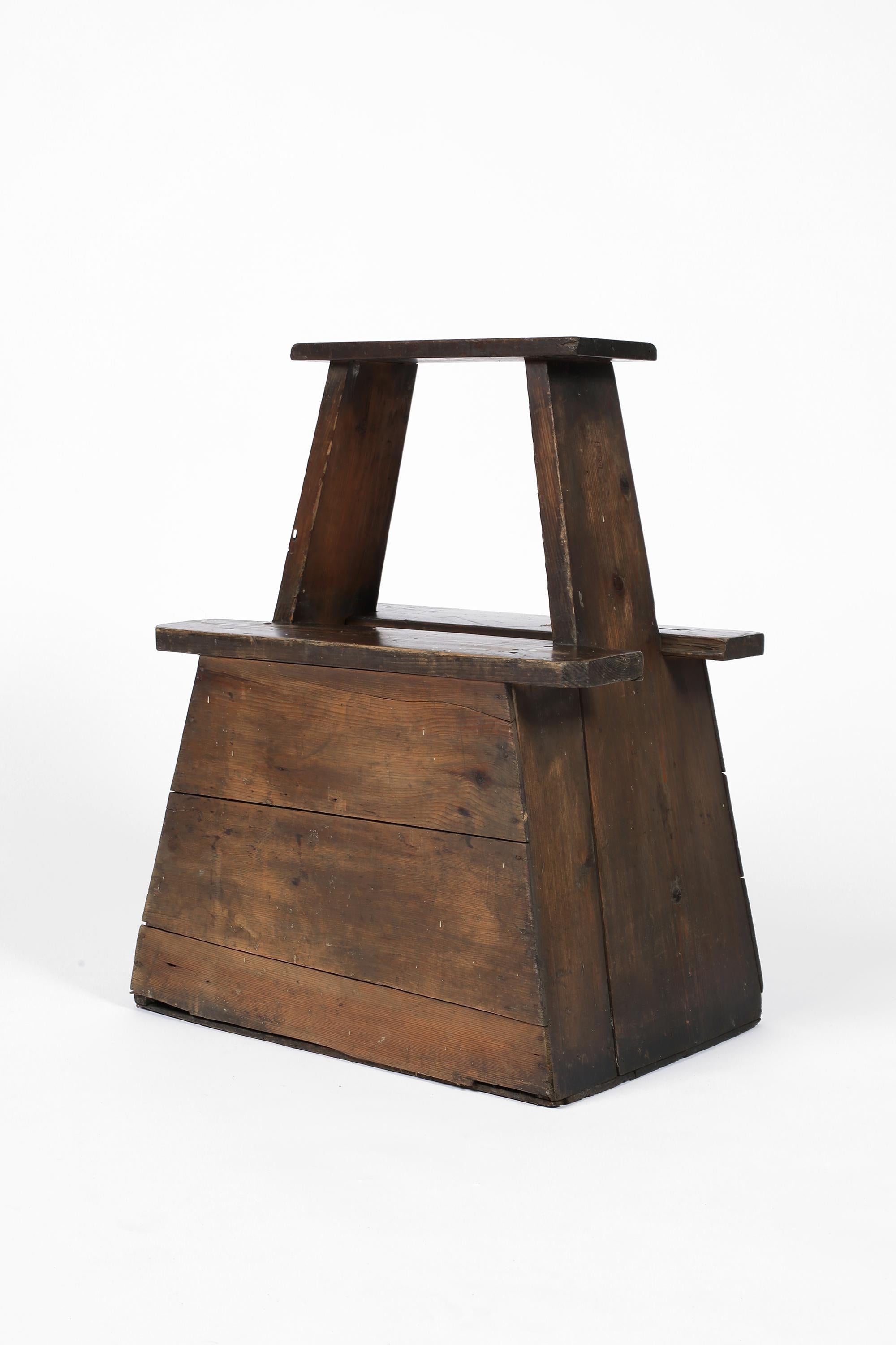 Large Japanese Meiji Era Street Vendor Stool #1 For Sale 2