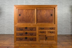 Large Japanese Meiji Period 19th Century Futon Tansu Cabinet with Iron Hardware