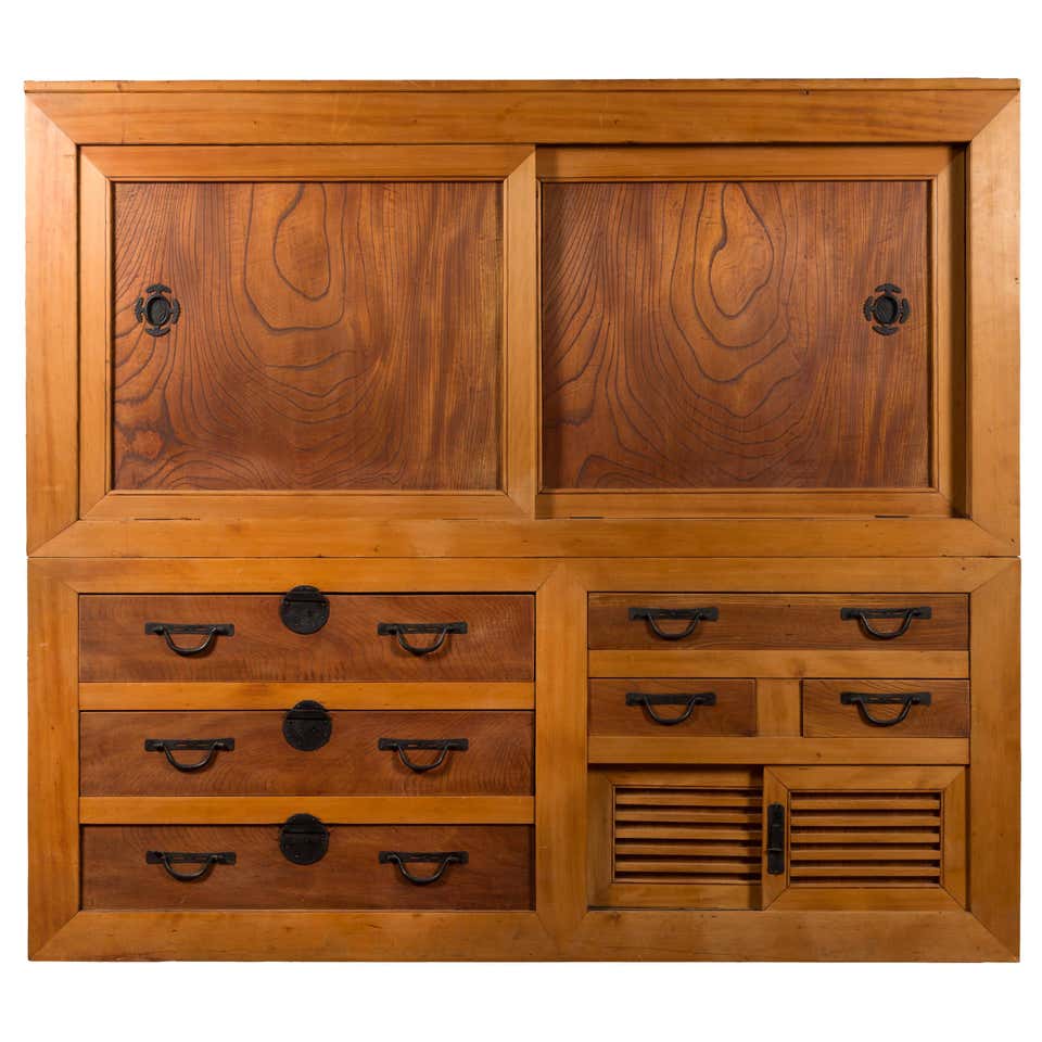 Large Two Section Japanese Kitchen Tansu, Late 19th Century For Sale at ...