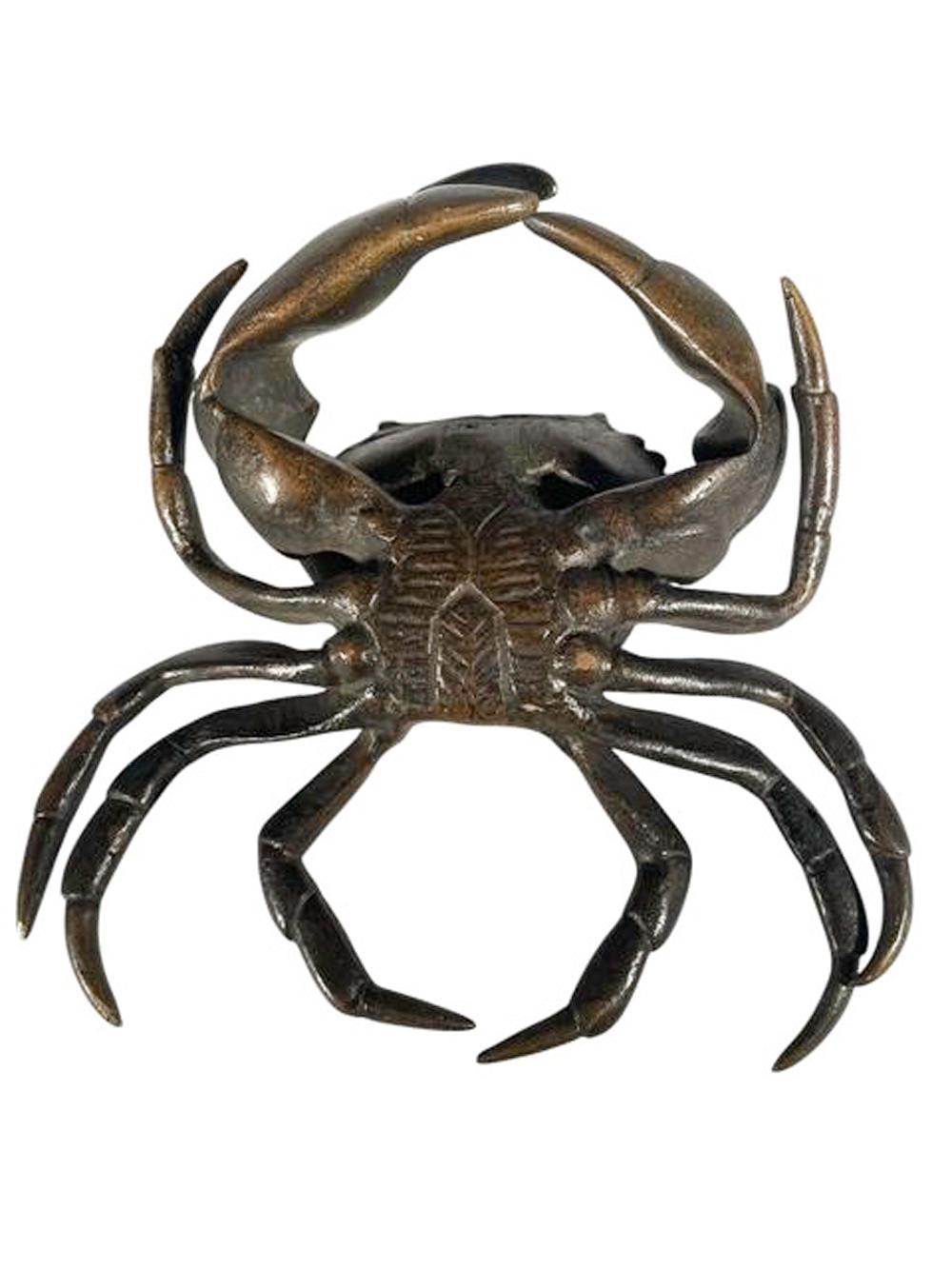 Large Japanese Meiji Period Bronze Crab (A) Okimono In Good Condition For Sale In Chapel Hill, NC