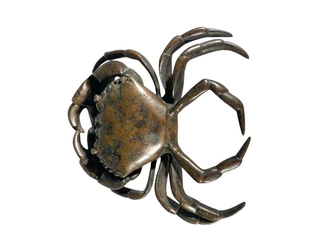 19th Century Large Japanese Meiji Period Bronze Crab (A) Okimono For Sale