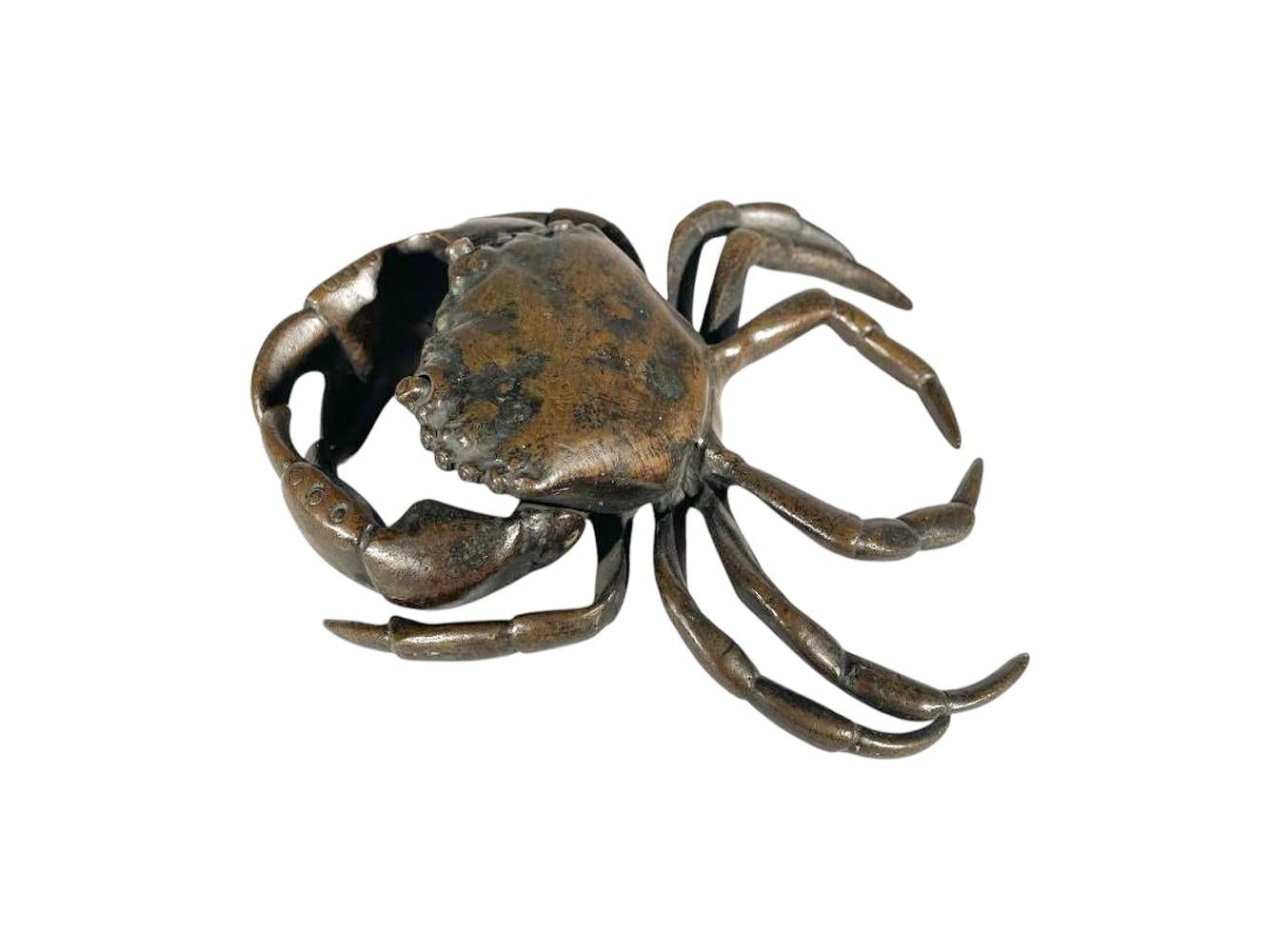 Large Japanese Meiji Period Bronze Crab (A) Okimono For Sale 2