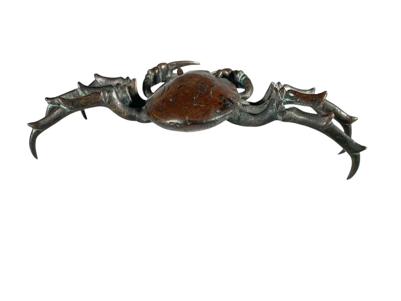 Grand crabe japonais en bronze de la période Meiji (B) Okimono Bon état - En vente à Chapel Hill, NC