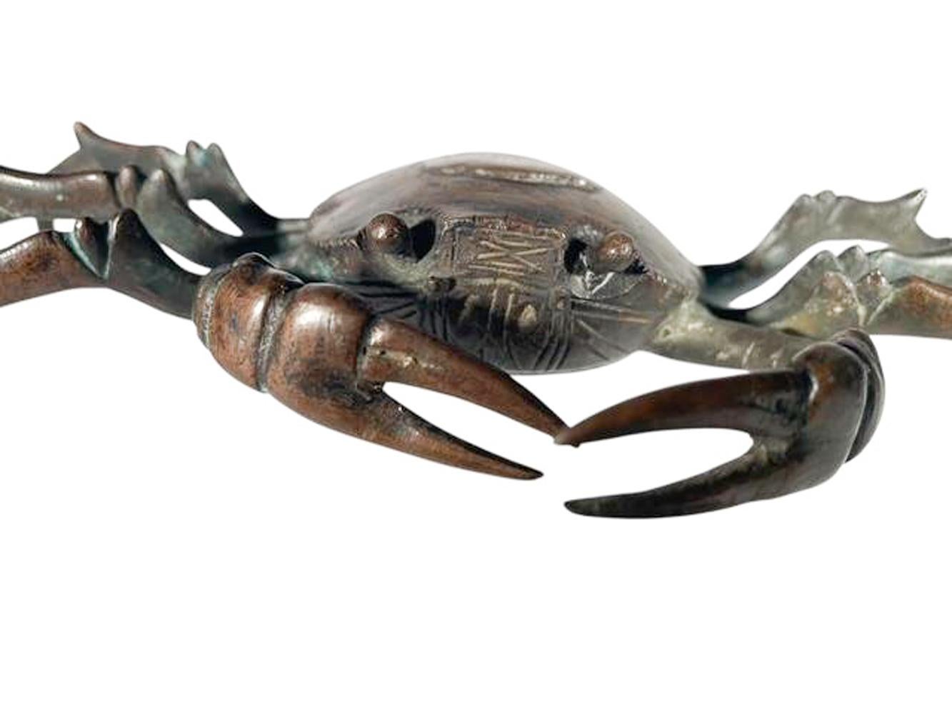 Bronze Grand crabe japonais en bronze de la période Meiji (B) Okimono en vente