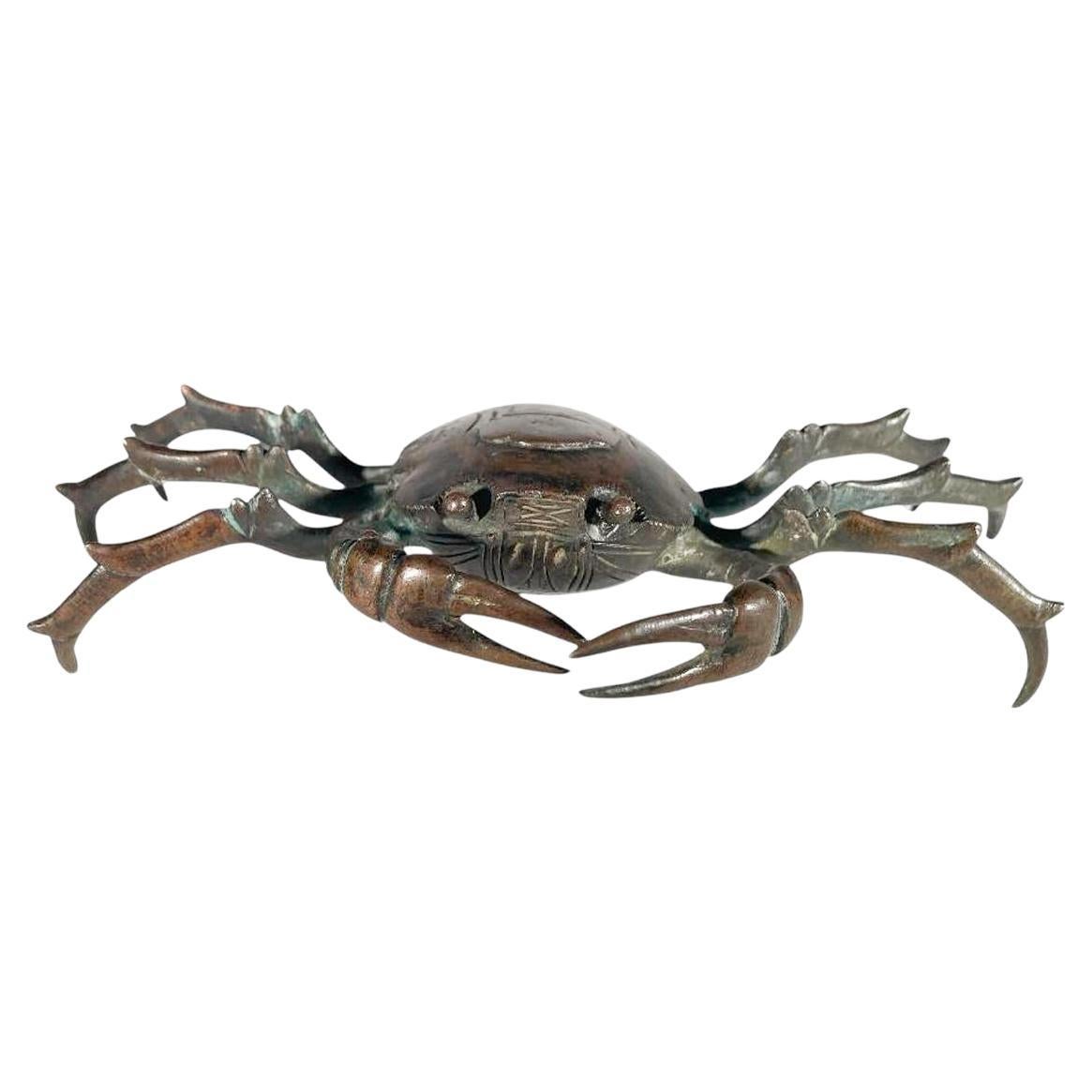 Large Japanese Meiji Period Bronze Crab (B) Okimono
