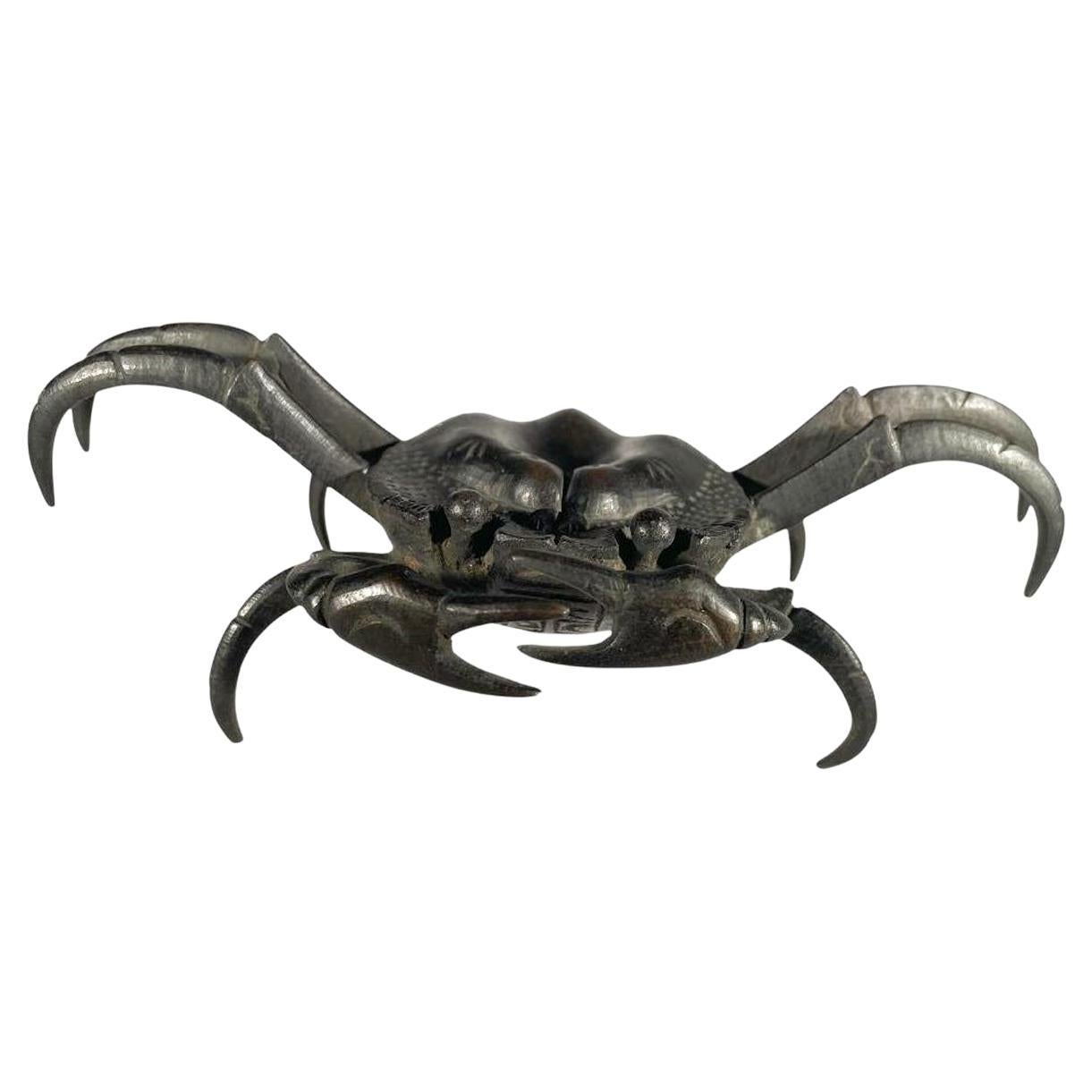 Large Japanese Meiji Period Bronze Crab (C) Okimono For Sale