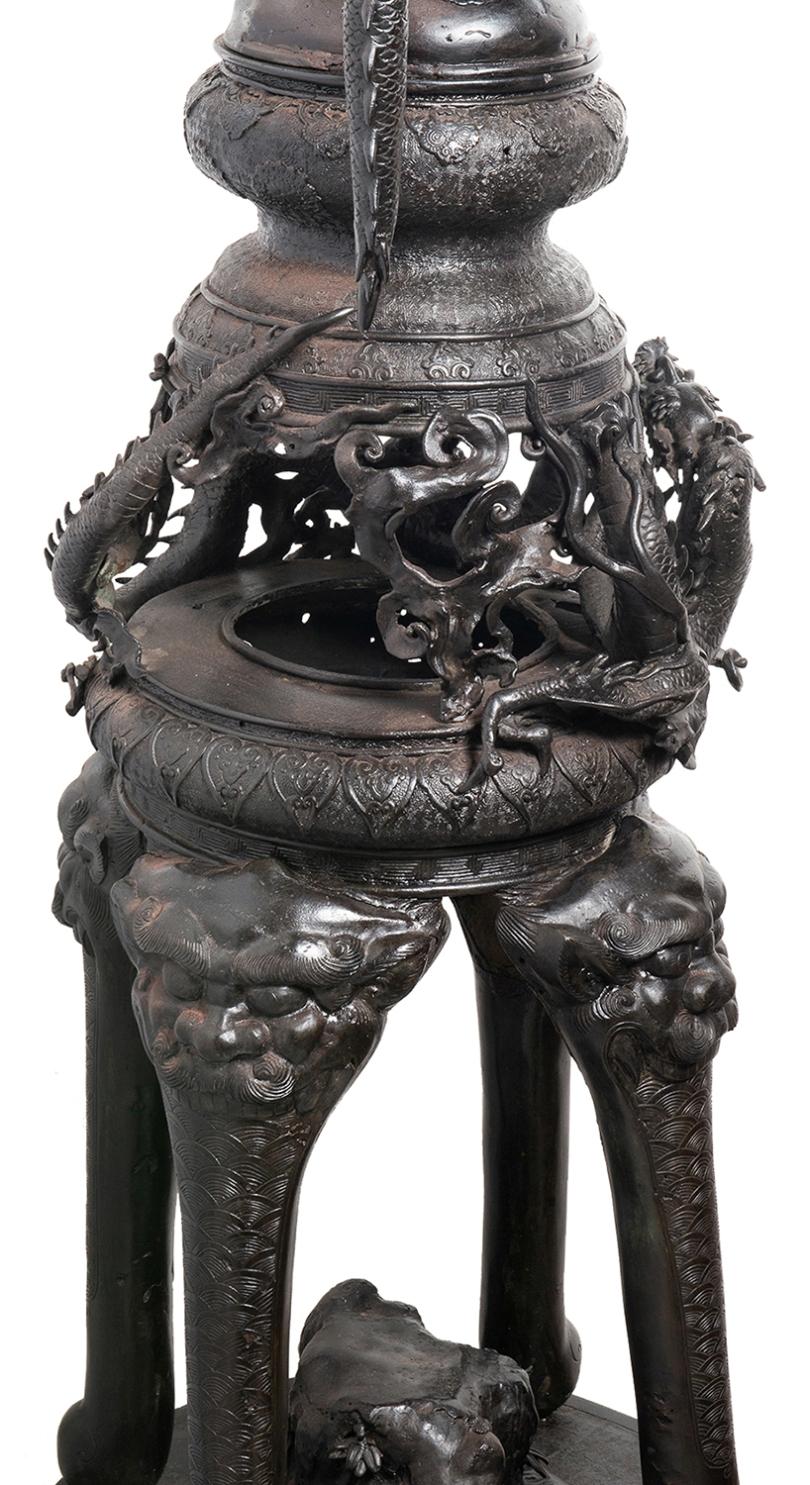 Großer japanischer Bronzekoro aus der Meiji-Zeit, um 1880 im Angebot 1