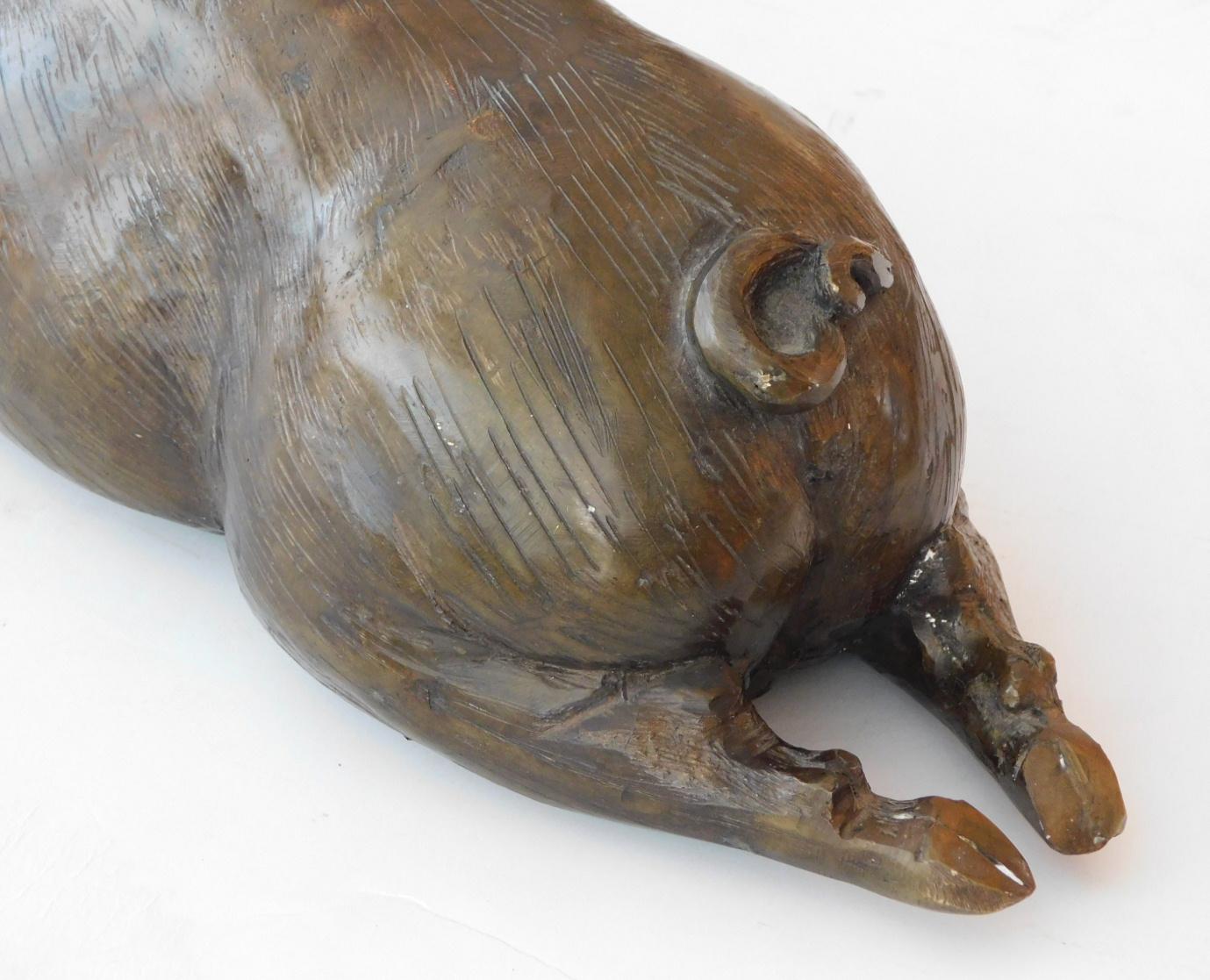 19th Century Large Japanese Meiji Period Cast Bronze Recumbent Pig