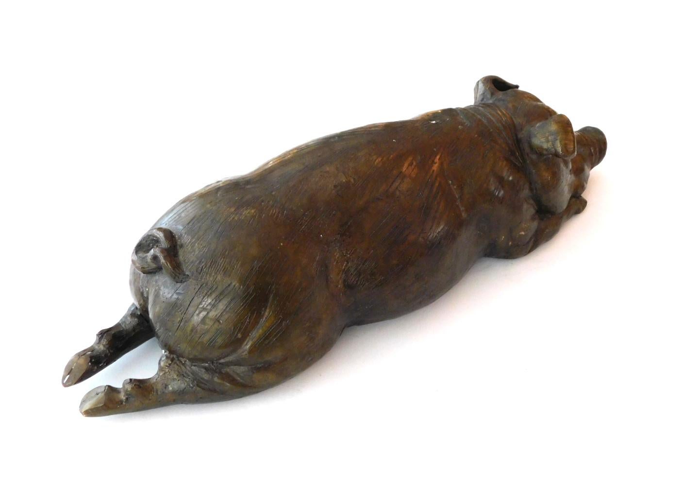 Large Japanese Meiji Period Cast Bronze Recumbent Pig 3