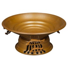 Large Japanese patinated bronze footed water basin (suiban) by Studio Heiwa 平和堂