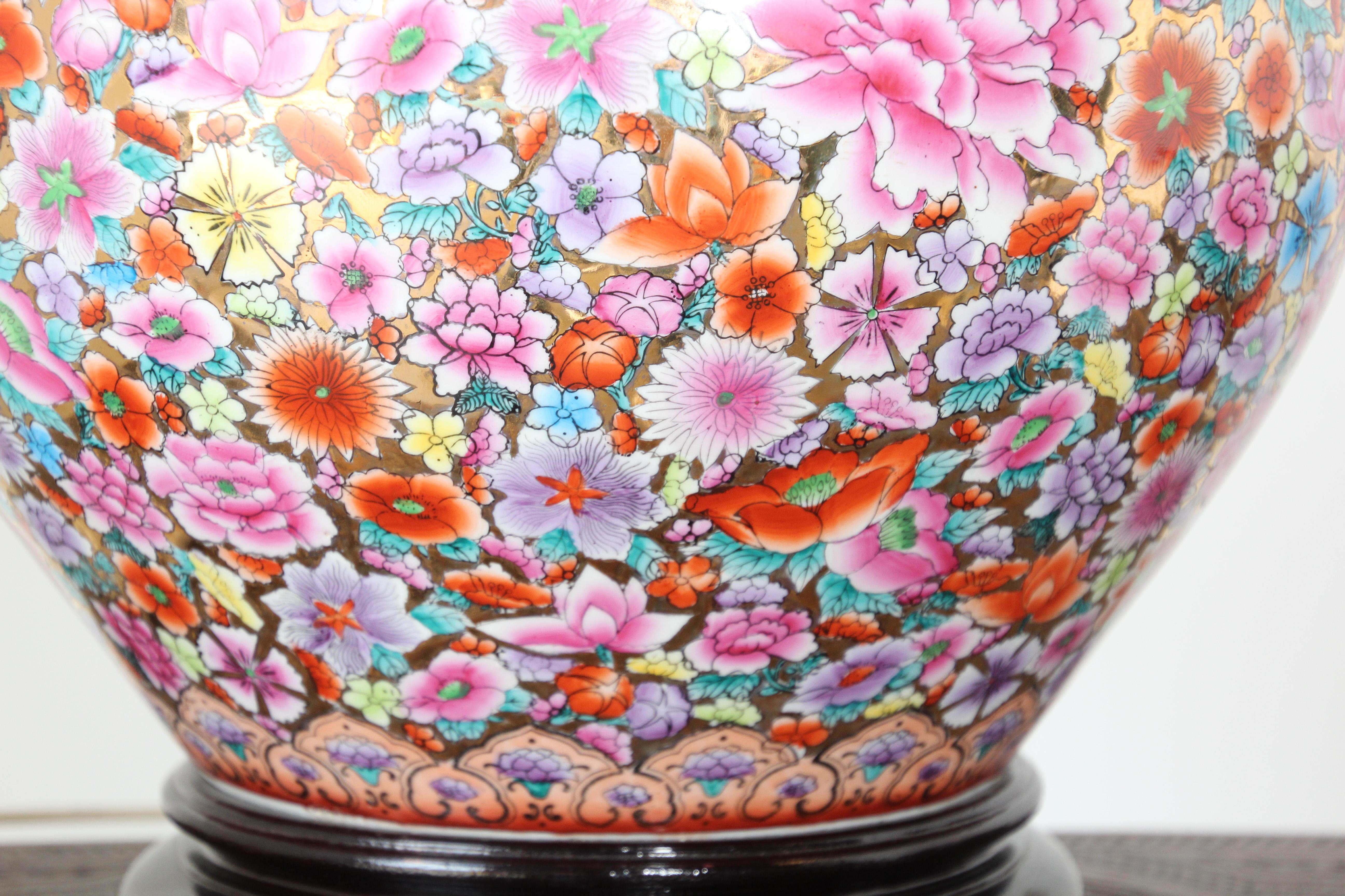 Large Japanese Pink Porcelain Table Lamp 7
