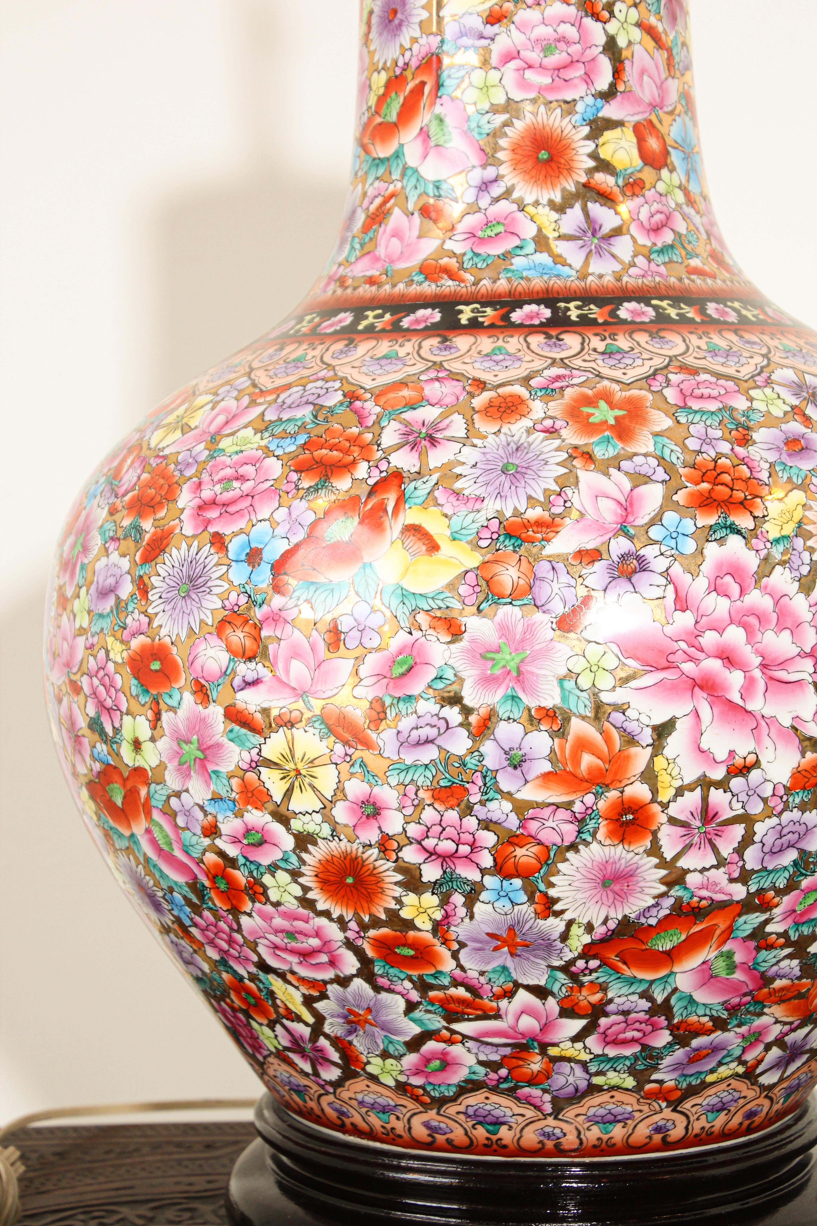 Large Japanese Pink Porcelain Table Lamp 10