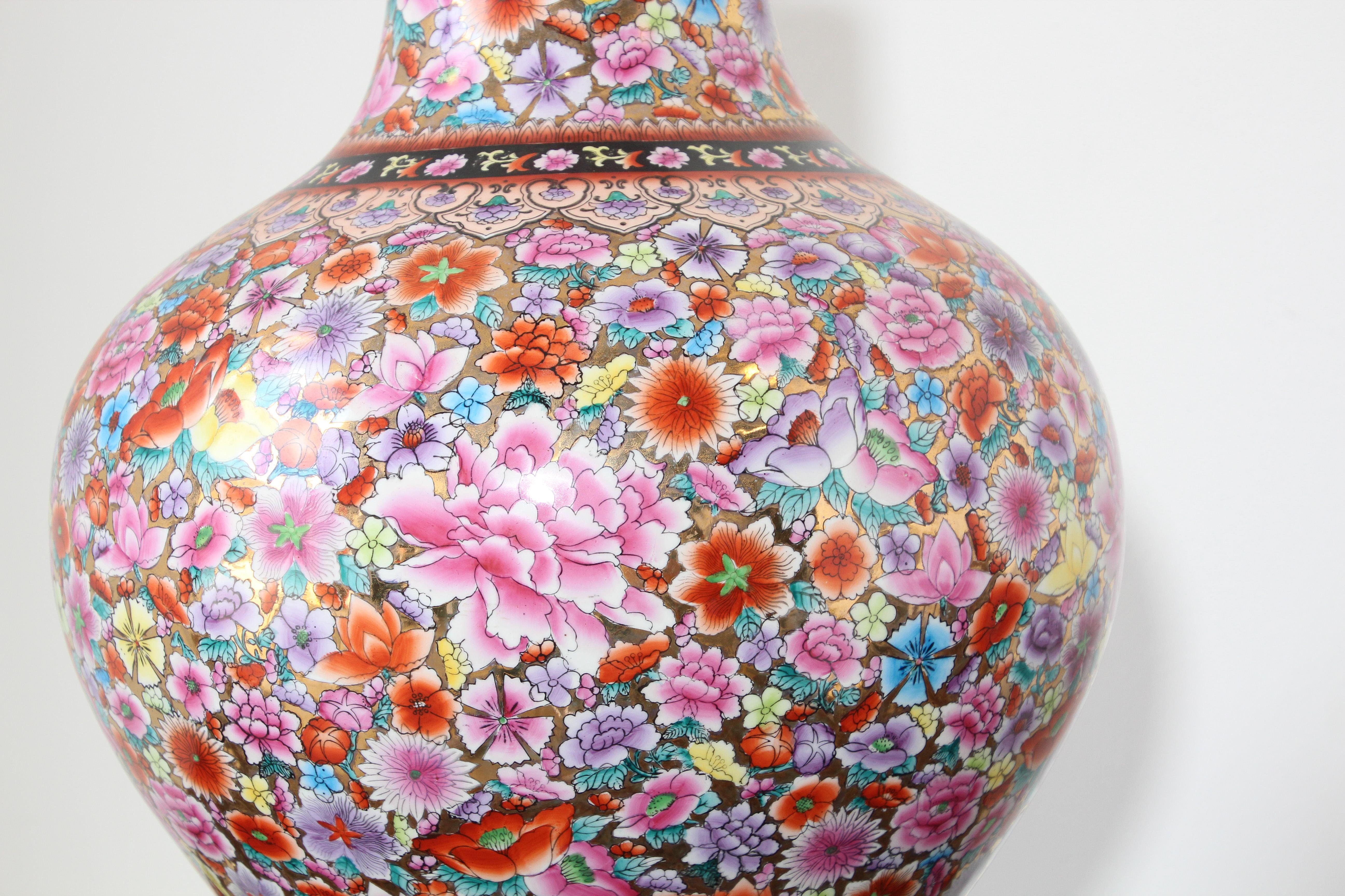 Large Japanese Pink Porcelain Table Lamp 13