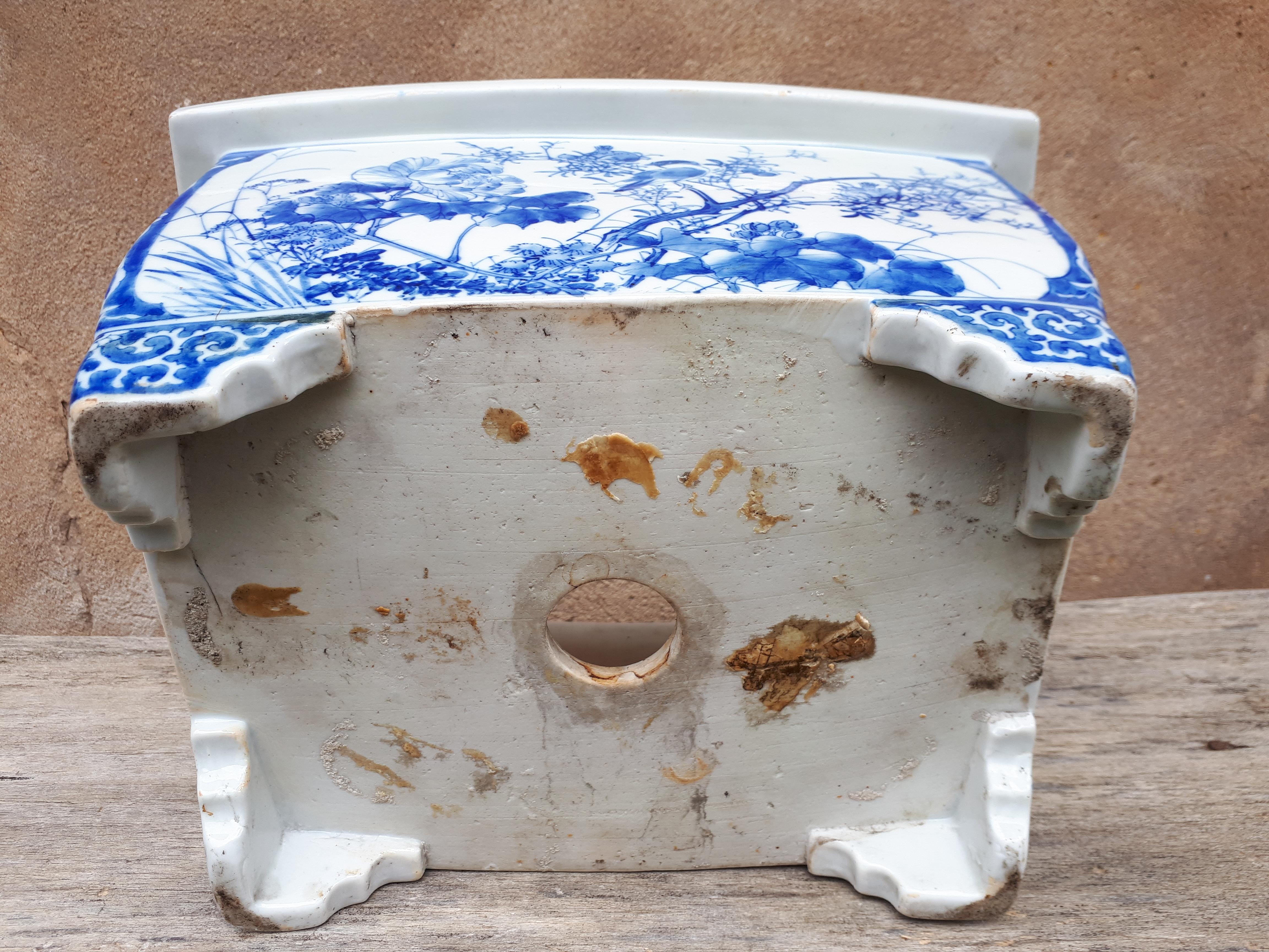 Large Japanese Planter In Seto Porcelain With Floral Decor, Meiji Era Japan 3