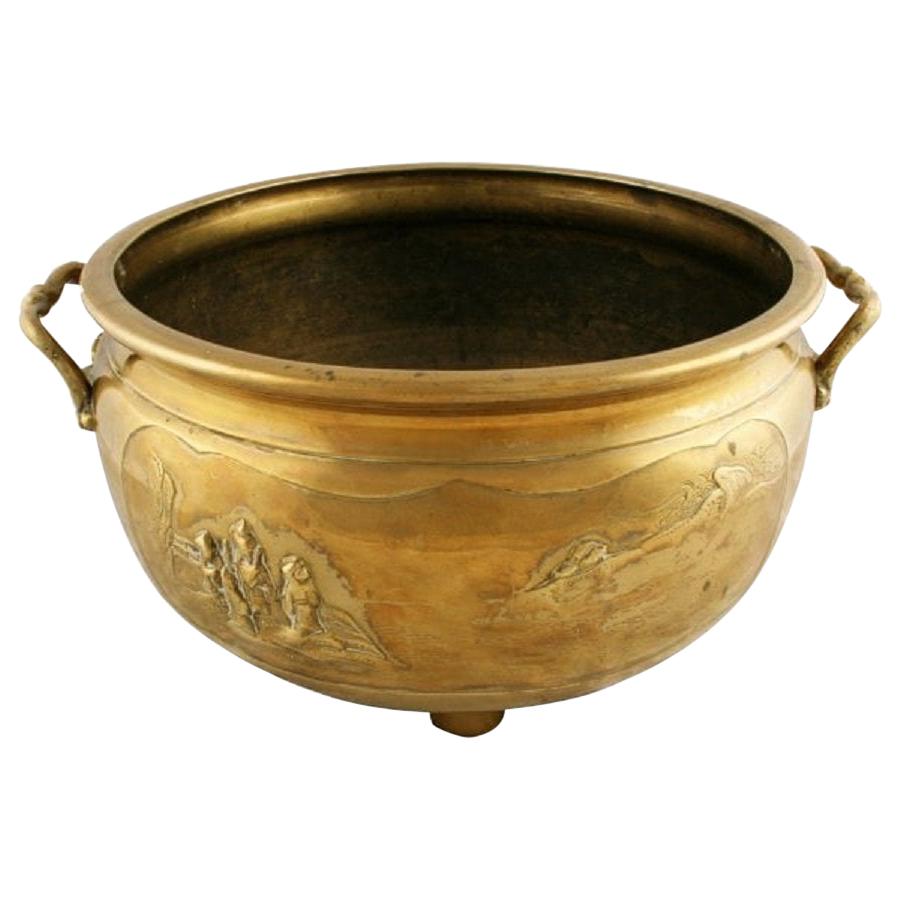 Large Japanese Polished Bronze Planter, 20th Century For Sale
