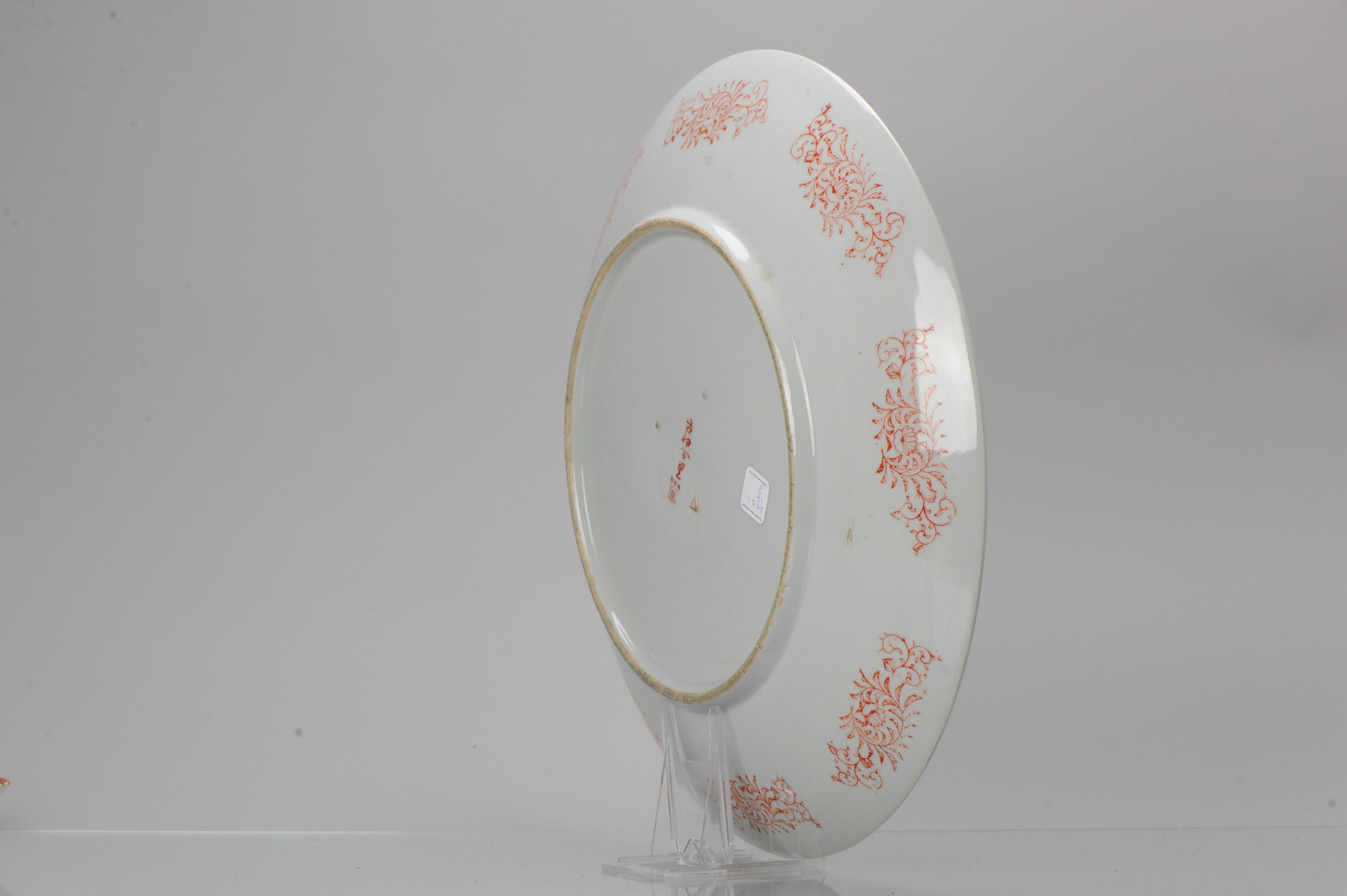 Large Japanese Porcelain 20th Century Famille Verte Fenghuang Dish Bird Flowers For Sale 7