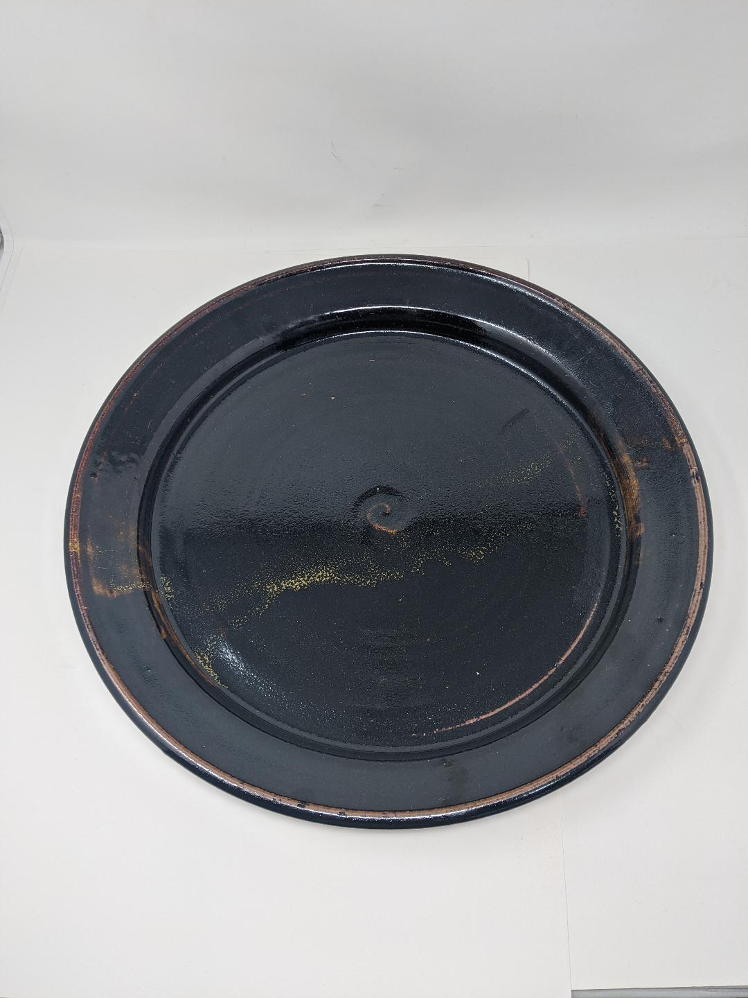 20th Century Large Japanese Pottery Charger in the Manner of Shoji Hamada For Sale