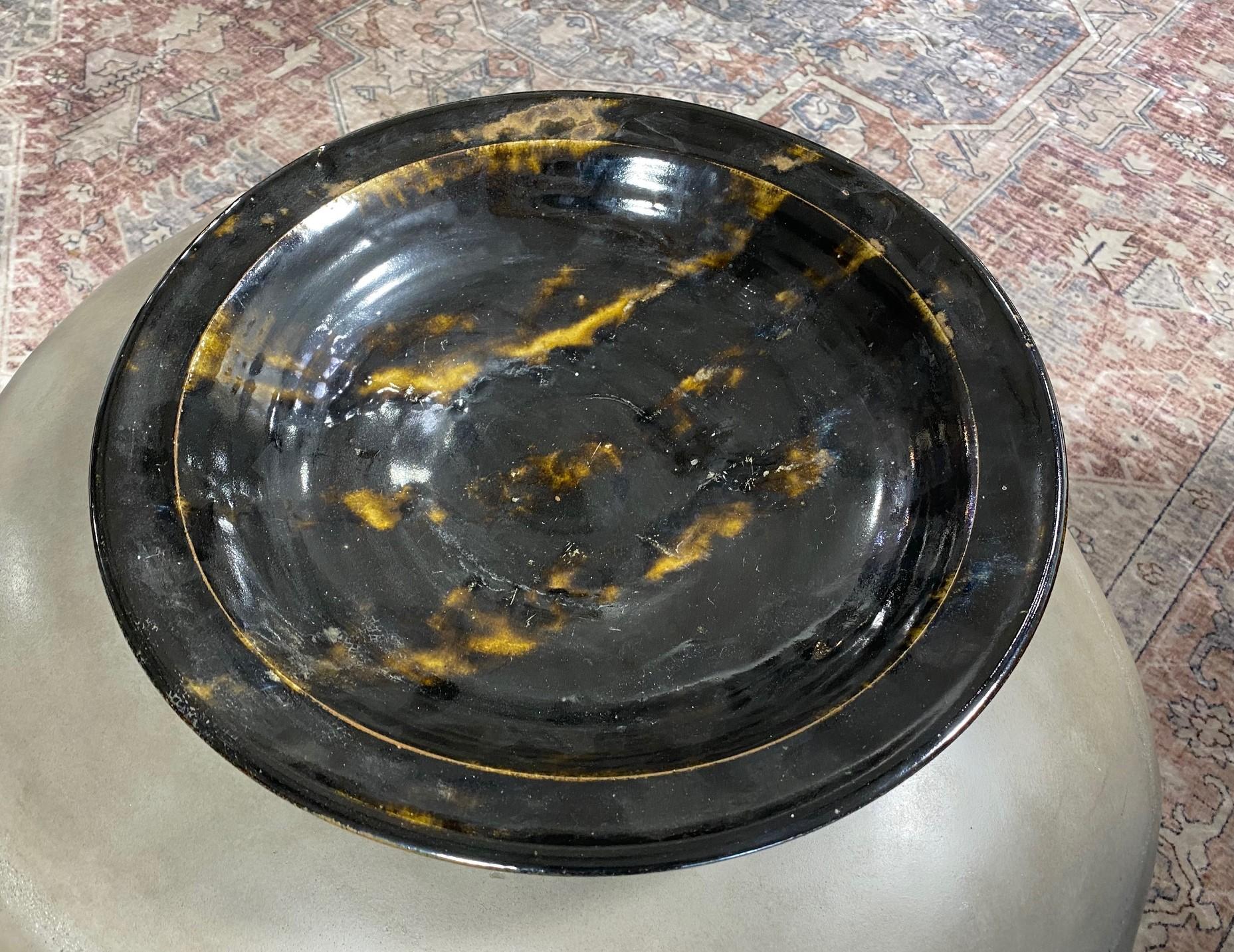 Showa Large Japanese Pottery Charger in the Manner of Shoji Hamada and Toshiko Takaezu For Sale