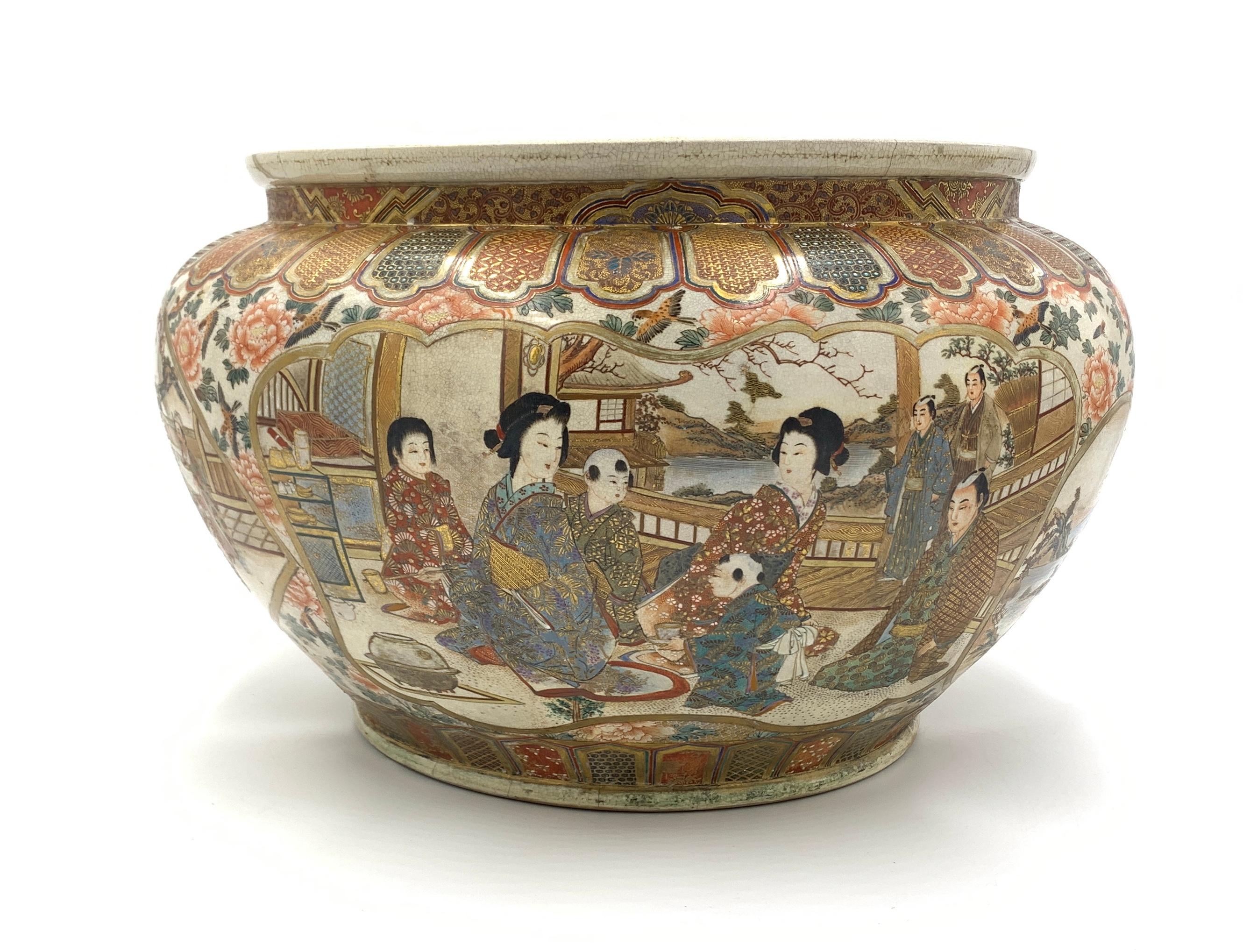 Meticulously enamelled and gilt with different scenes satsuma bowl.