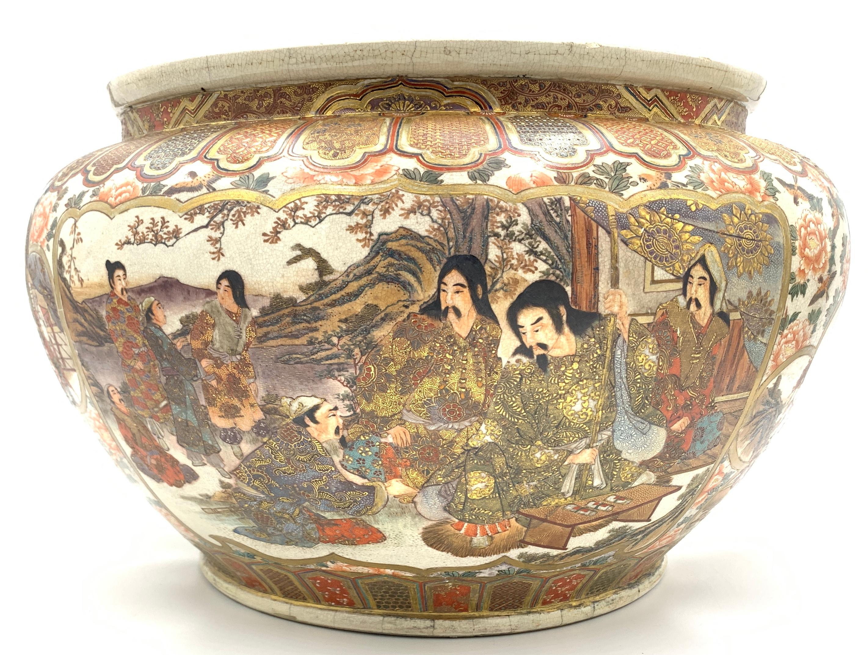 Porcelain Large Japanese Satsuma Bowl, 19th Century For Sale