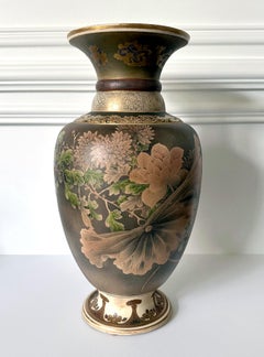 Große japanische Satsuma-Keramikvase Kinkozan