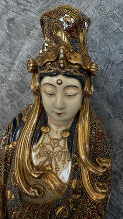 Large Japanese Satsuma Guanyin statue