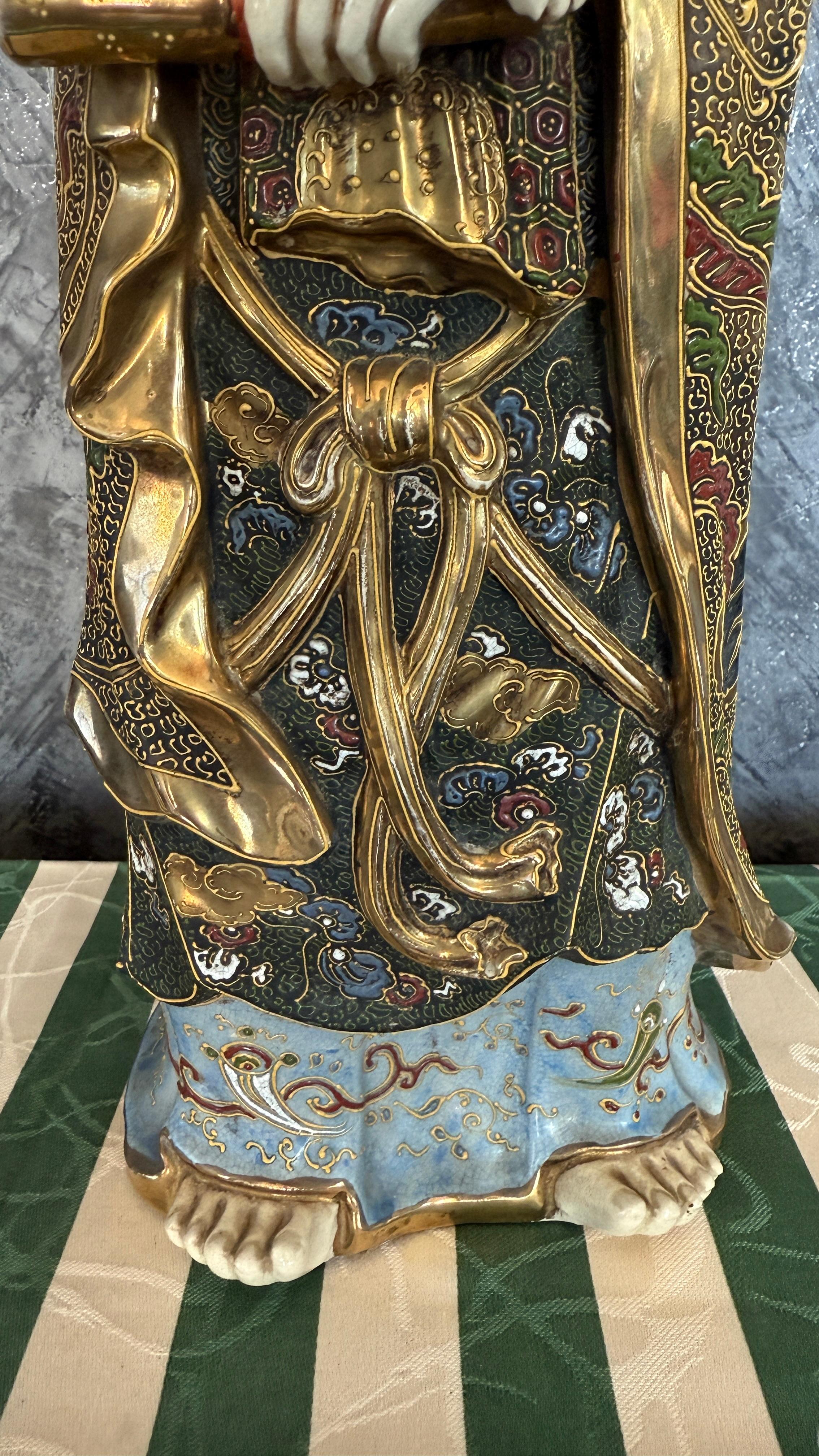 Gran estatua japonesa Satsuma Guanyin Policromado en venta