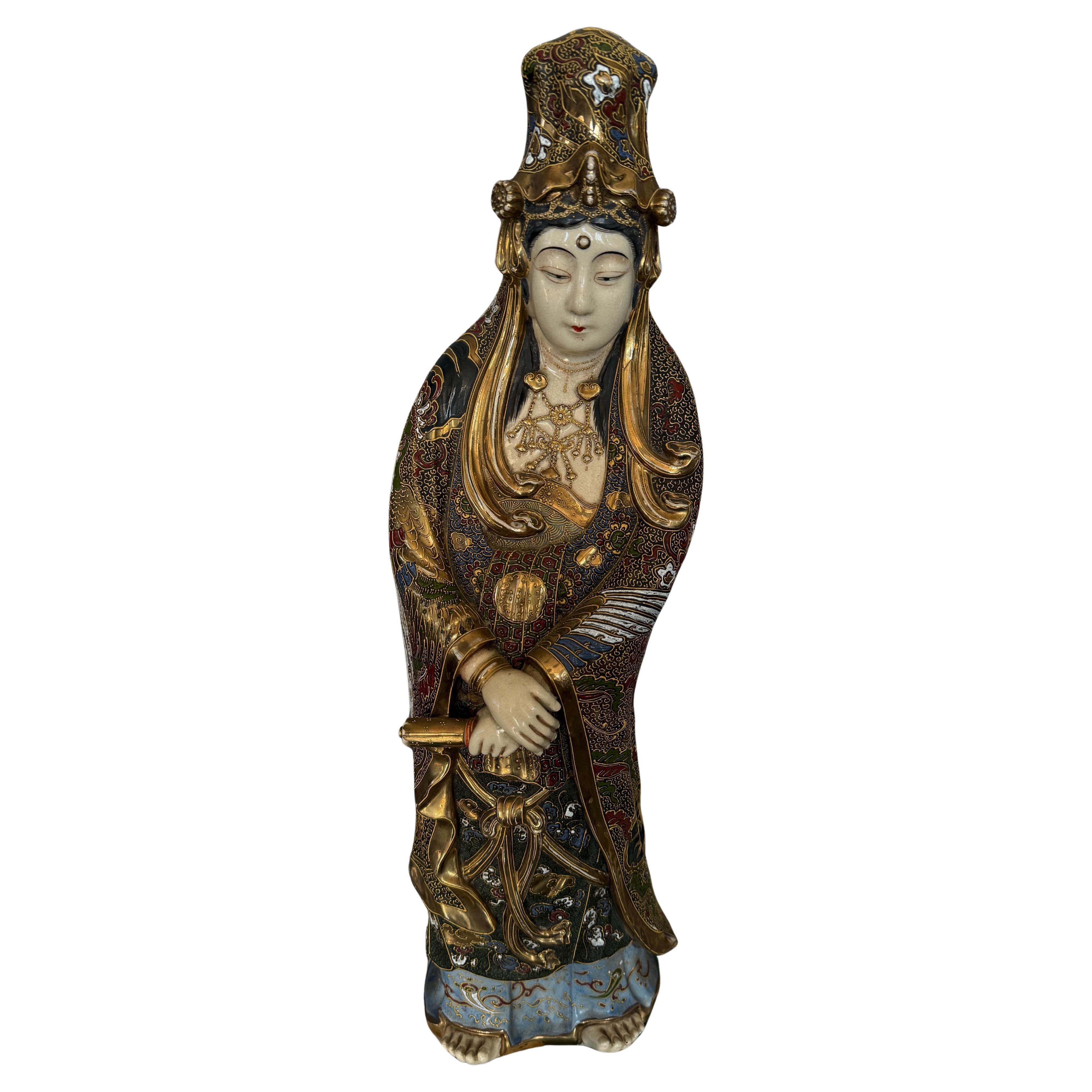Large Japanese Satsuma Guanyin statue