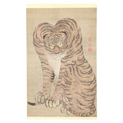 Antique Large Japanese Scroll of a Tiger